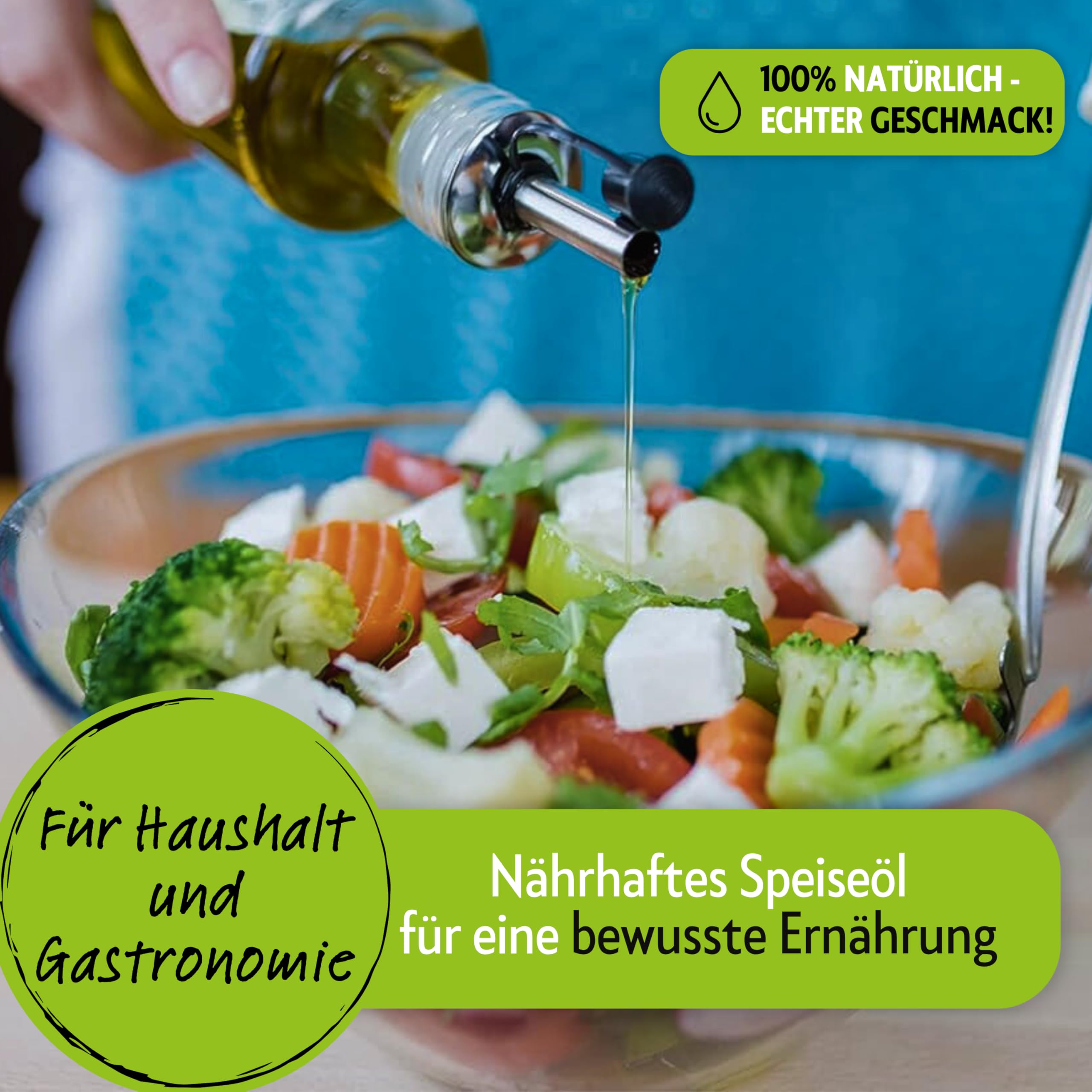 CatCup BIO Speise-, Brat- & Salatöl High Oleic EXZELLENT - Premium Sonnenblumenöl - Neutrales Bratöl & Speiseöl aus Bayern - Kaltgepresstes Öl zum Braten, Backen & Frittieren (1L)