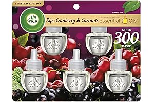 Air Wick Plug in Scented Oil Refill, 5 ct, Ripe Cranberry and Currants
