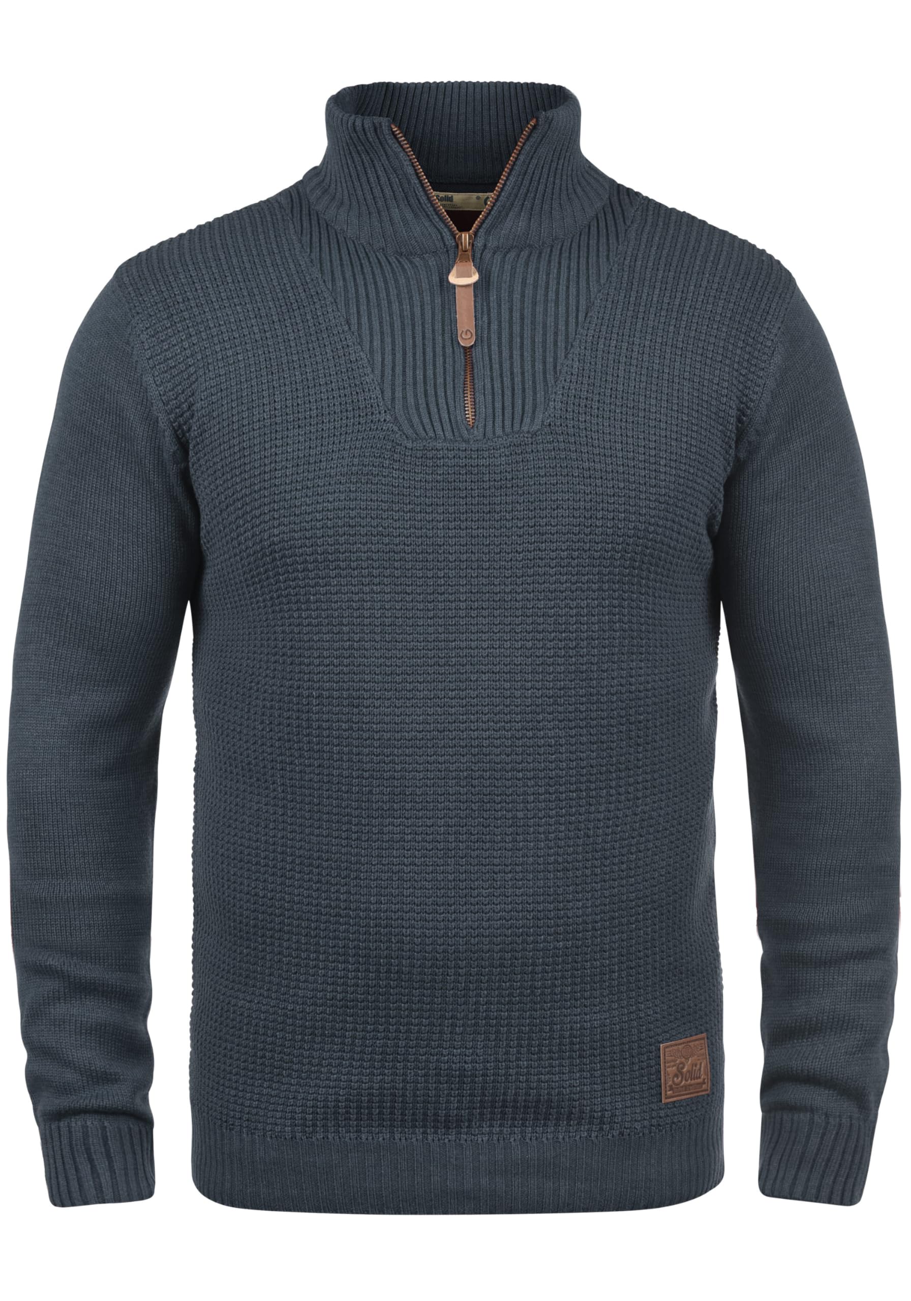 Solid Tommy Men's Jumper Knit Pullover with Half-Zip Funnel Neck, Size:XL, Colour:Insignia Blue Melange (8991)