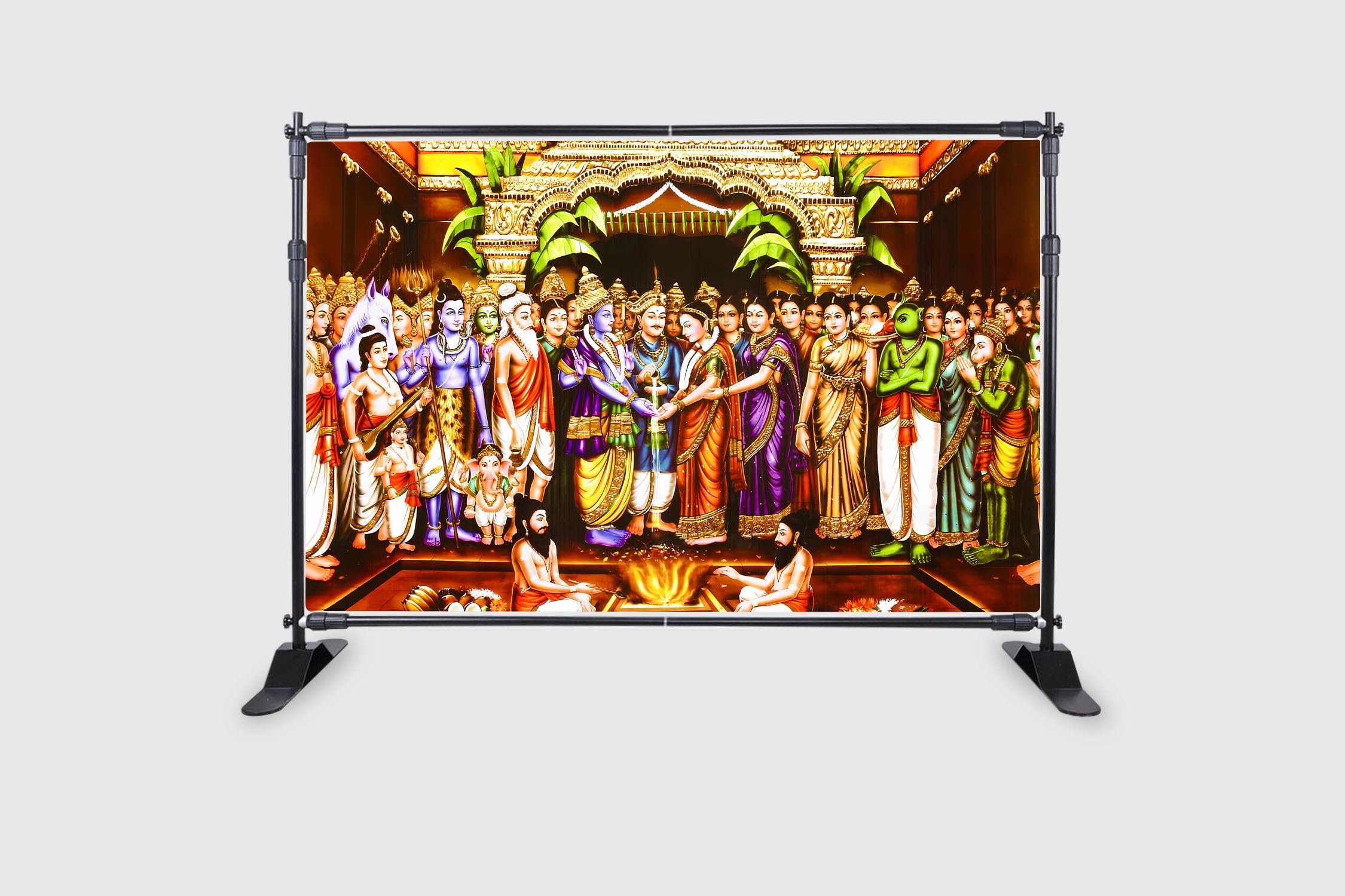 Lord Venkateshwara Wedding (Srinivasa kalyanam) Design for All Pooja/House Functions House Warming Background Curtain Fabric-Polyester Size 5Feet Height and 8Feet Width(5 * 8) 1
