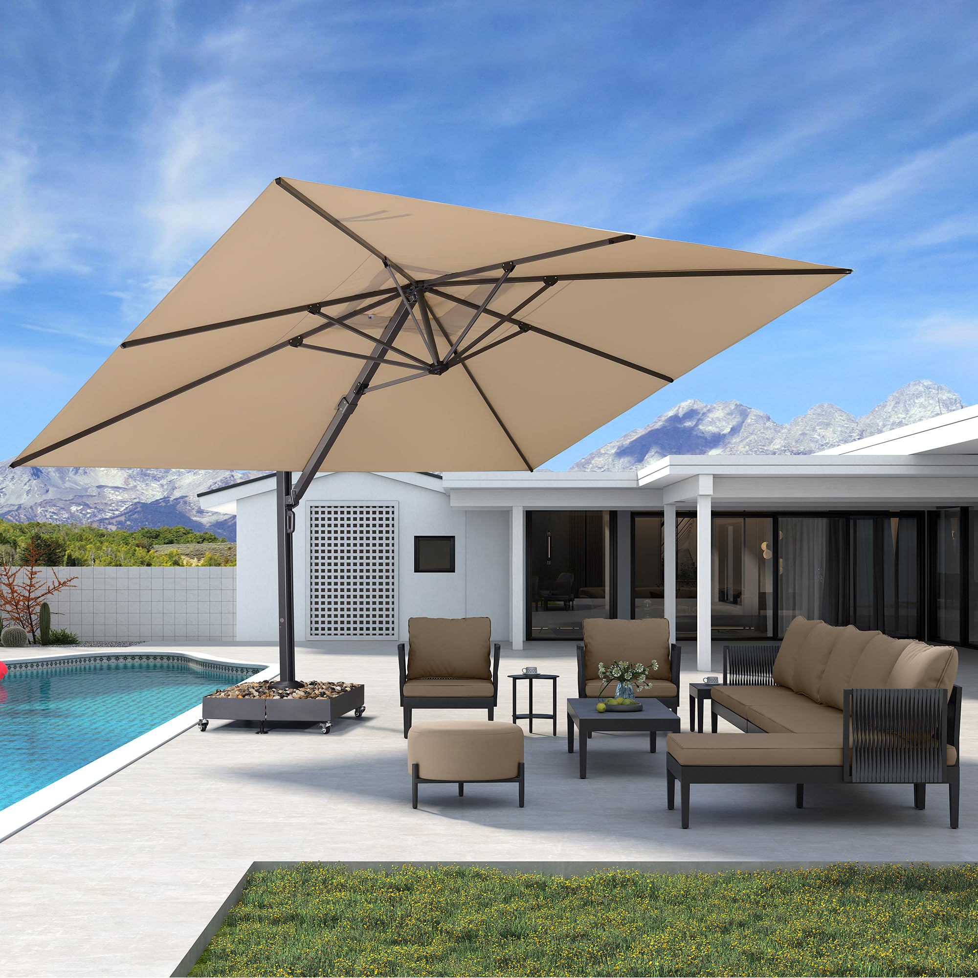 Amazon.com : PURPLE LEAF 11' X 15' Rectangle Patio Umbrella Large Outdoor Aluminum Offset Umbrella with 360-degree Rotation Cantilever Umbrella for Garden Deck Backyard Pool Beige : Patio, Lawn & Garden Amazon.com : PURPLE LEAF 11' X 15' Rectangle Patio Umbrella Large Outdoor Aluminum Offset Umbrella with 360-degree Rotation Cantilever Umbrella for Garden Deck Backyard Pool Beige : Patio, Lawn & Garden