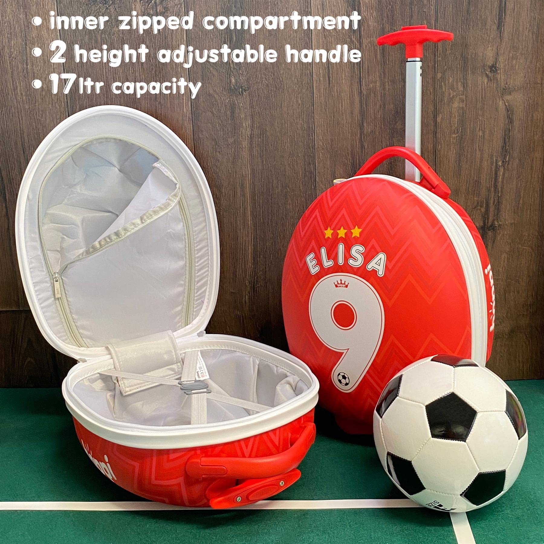 boppi Tiny Trekker Trolley Bagaglio a Mano Per Bambini Con Ruote e Manico Regolabile - Valigia Bagaglio a Mano Rigida Piccola da Cabina Asilo Scuola e Viaggio 17L