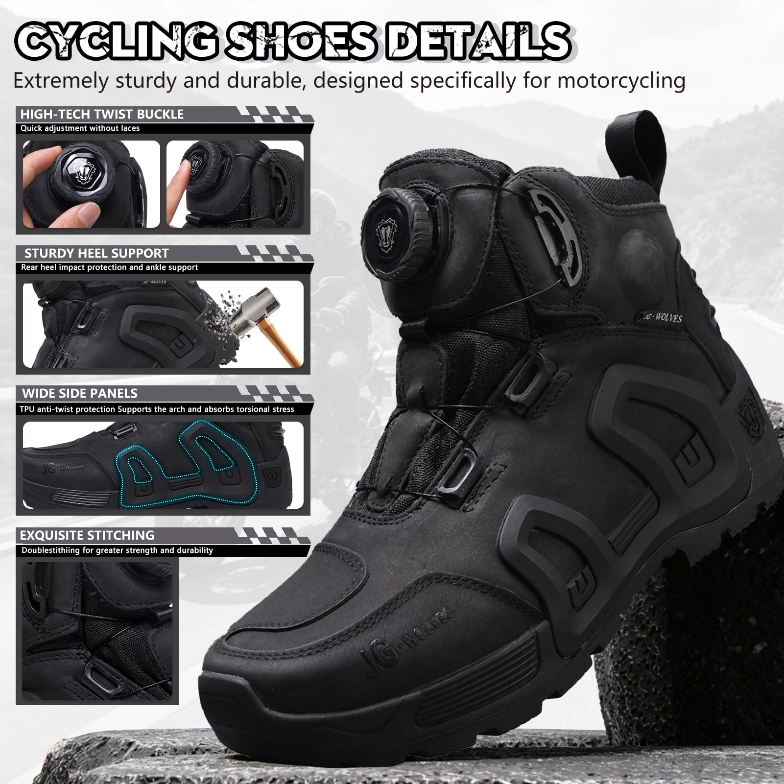 Botas de Moto Hombre Zapatos de Motocicleta Antideslizantes