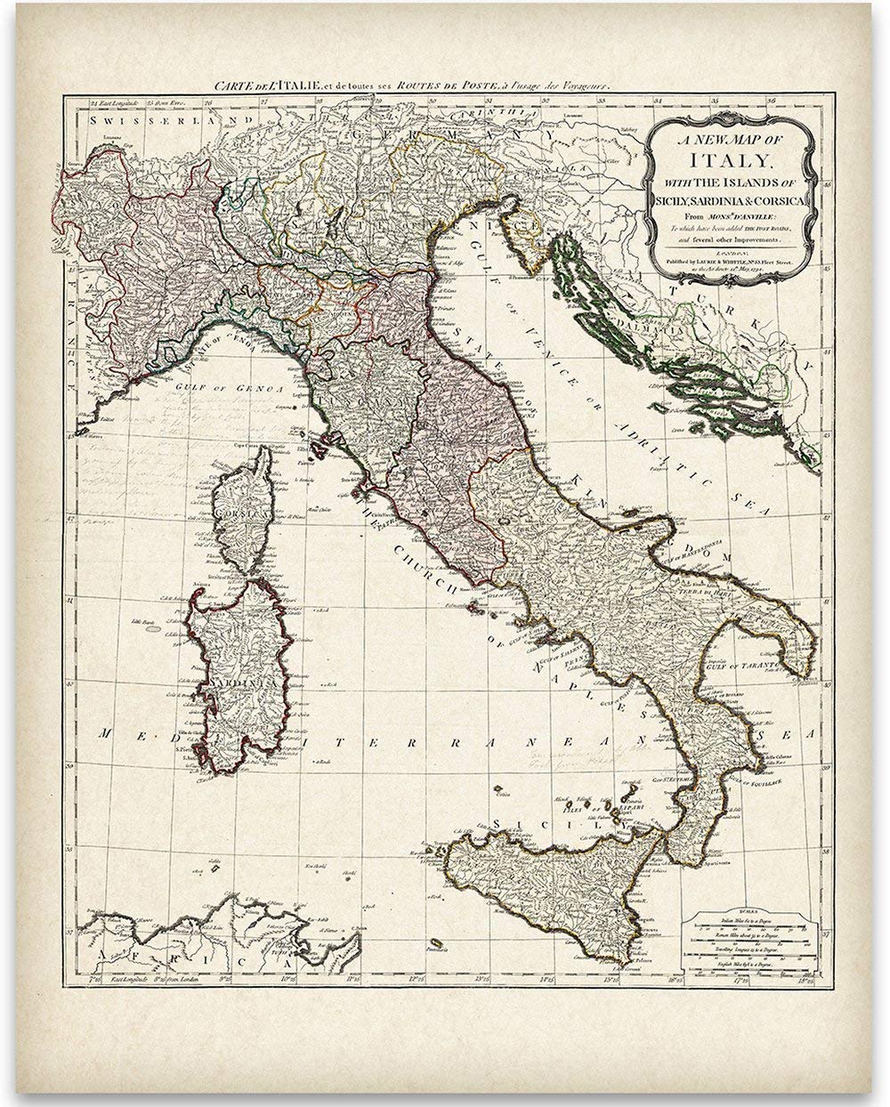 Amazon.com: 1794 Italy Map: Vintage Cartography for Antique