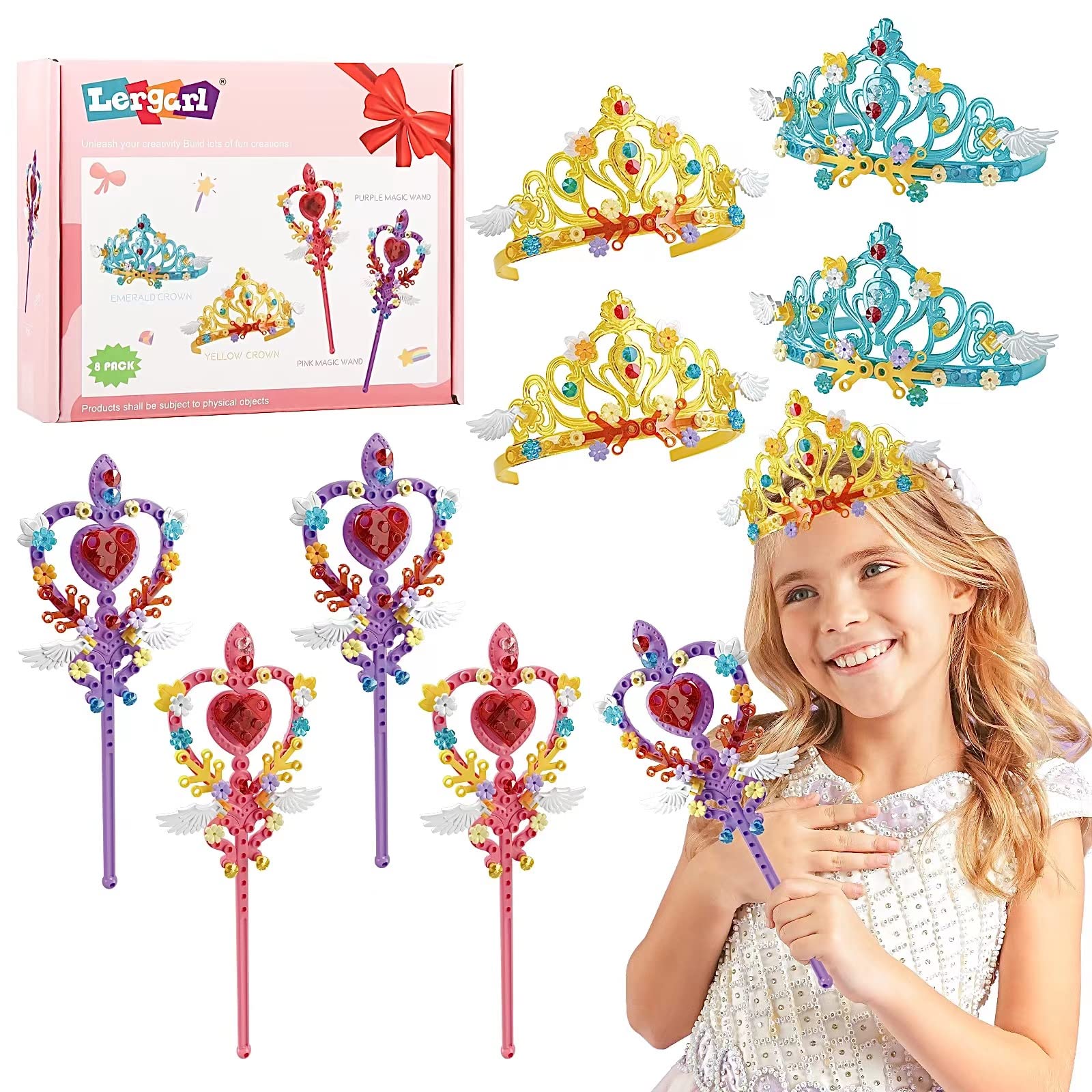 Photo 1 of Shellkingdom Magnetic Whiteboard Planner, Fridge Weekly White Board Calendar for Menu Planning, Shopping List, Reminder, Activities (A3 Weekly Planner); Lergarl Princess Party Favors Building Bricks 8 Pcs DIY Wands and Crowns Building Blocks Gifts for Gir