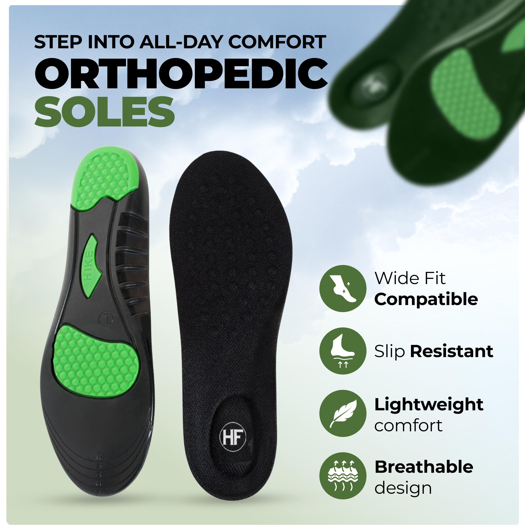 Orthopedic Shoe Inserts (40.5-41), Plantar Fasciitis Arch Support Insoles for Men and Women, Soft and Comfortable Replacement Insoles for Foot Pain Relief Cozlow