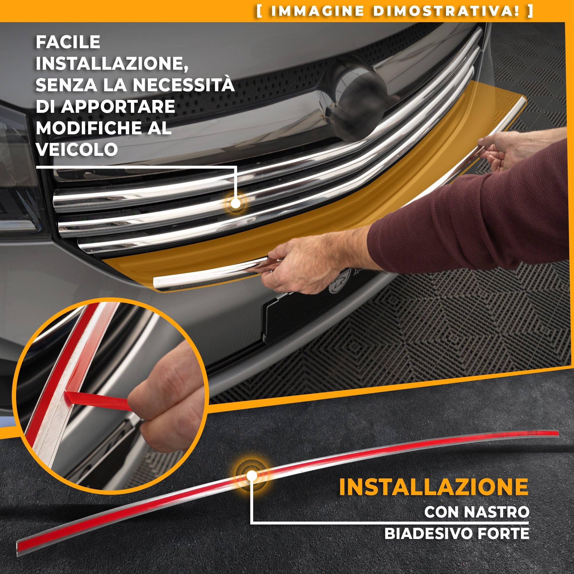 CHROMEMASTER | Compatibile con Mercedes Vito W447 2014-2019 | Profili per Griglia Anteriore; Modanature per Griglia del Radiatore; Acciaio inossidabile Lucidato | Nuovo, Attraente Aspetto dell'Auto