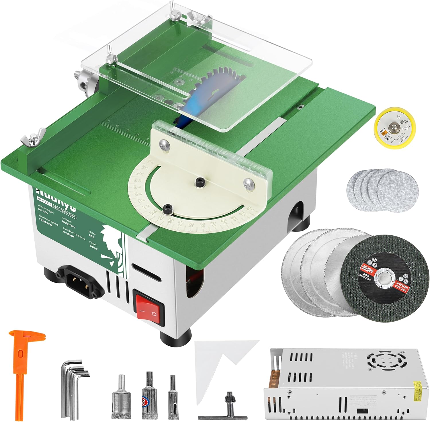 Huanyu Mini Table Saw Upgraded 300W 13000RPM Portable Precision Table