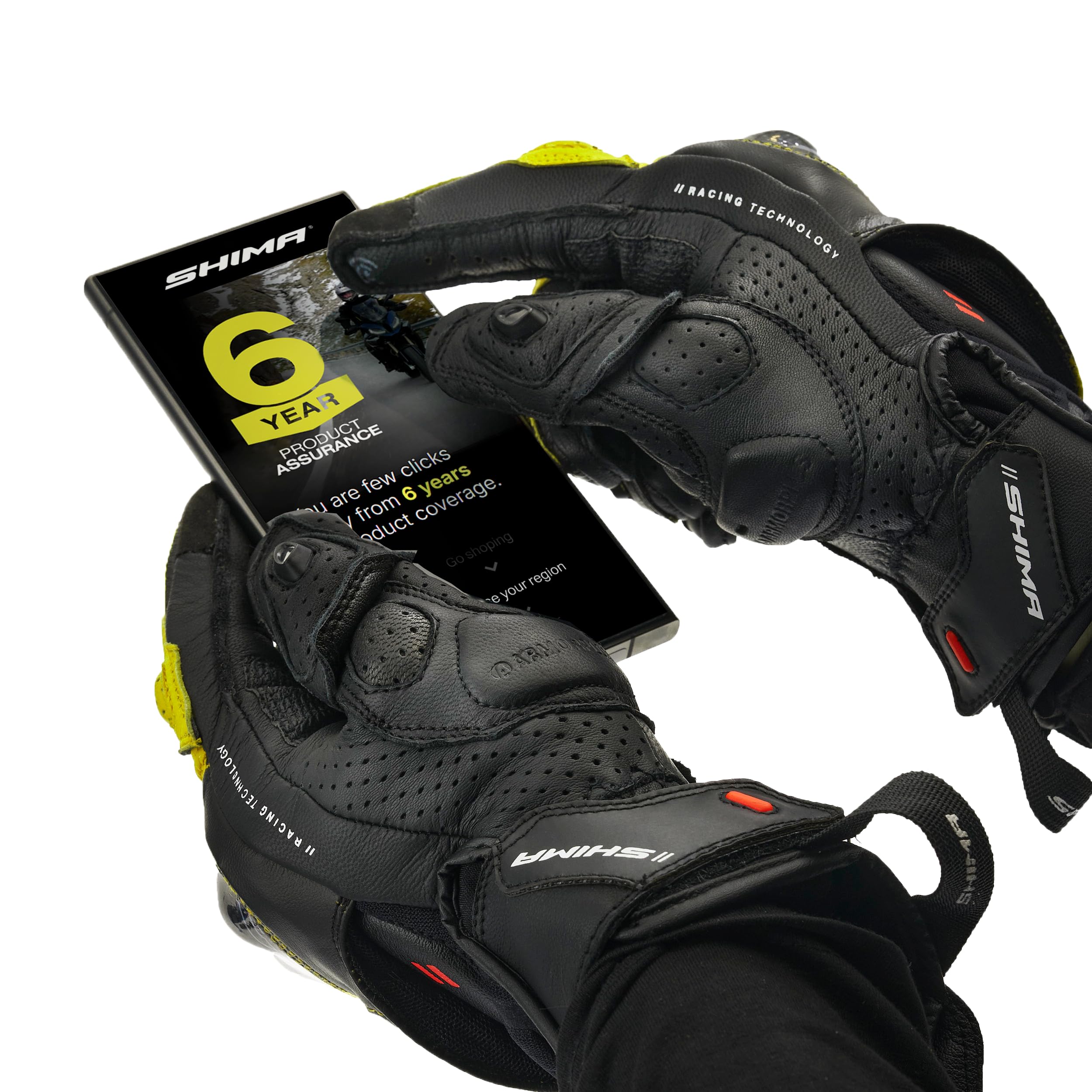 SHIMA XRS-3 Guanti Moto Sport Uomo Pelle Lungo Ventilato Perforato Omologati Guanto Motocicletta Touchscreen Ventilata Scooter Protettore Rinforzato Abbigliamento Racing (Uomini, Bianco, S)