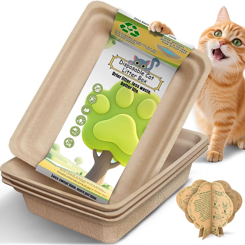 Caixa de Areia Descartável para Gatos SEMEDOYO com Revestimento Resistente a Vazamentos 4 unidades