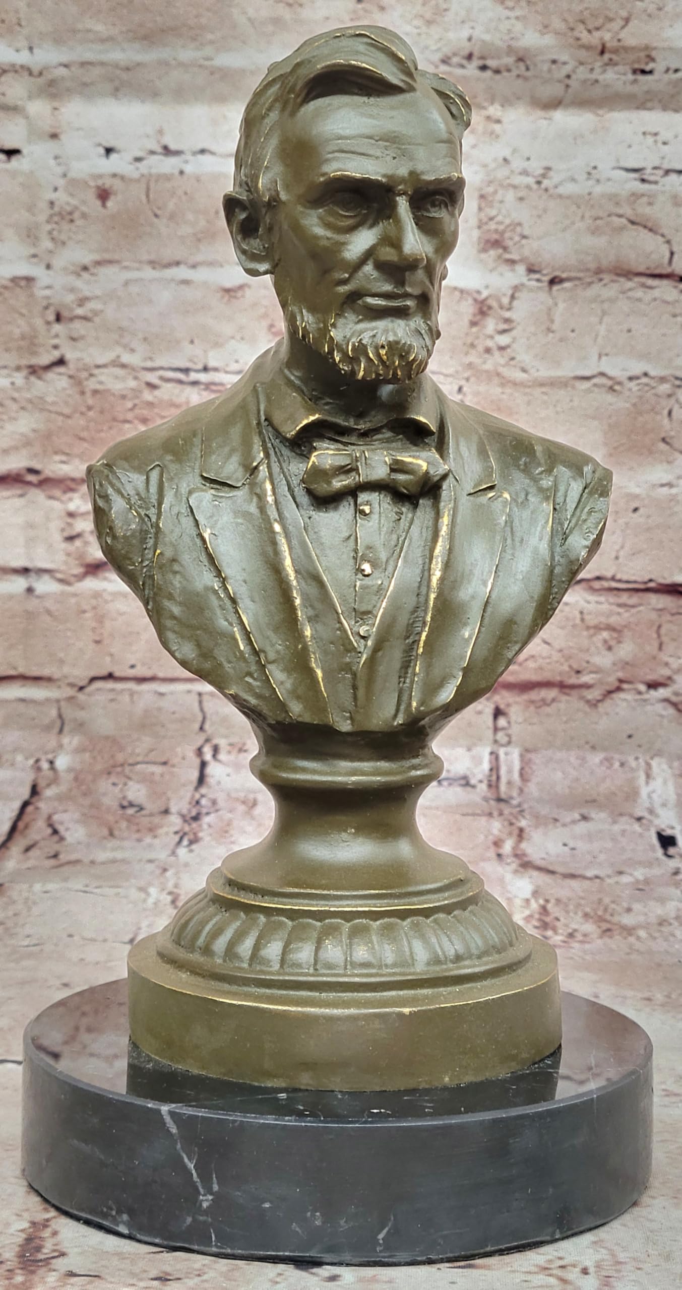 Hand Made Bronze Statue of President Lincoln Portrait Bust Signed Arrieta Collectible Art Hanmade Decor Artwork Statue by Finery Bronze