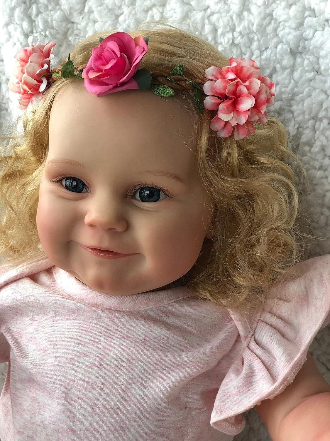 iCradle Lovely 20 inch Reborn Baby Doll Girl Soft Body Silicone Vinyl Realistic Baby Doll with Rooted Blonde Hair Lifelike Newborn Toddler Doll Toy for Ages 3+