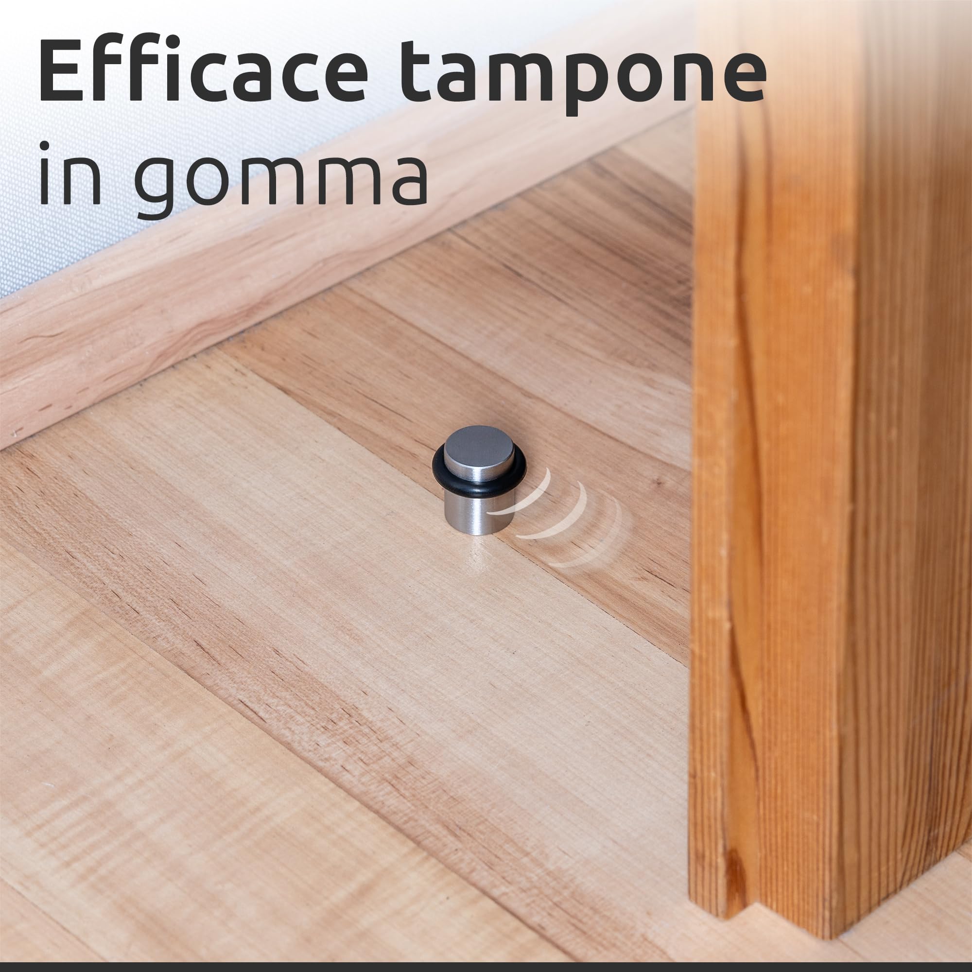 ECENCE Fermaporta da pavimento per avvitare 2 Pezzi Ferma Porta in acciaio inossidabile Ø20x25mm Protezione delle pareti spazzolato inclusivo viti e tasselli