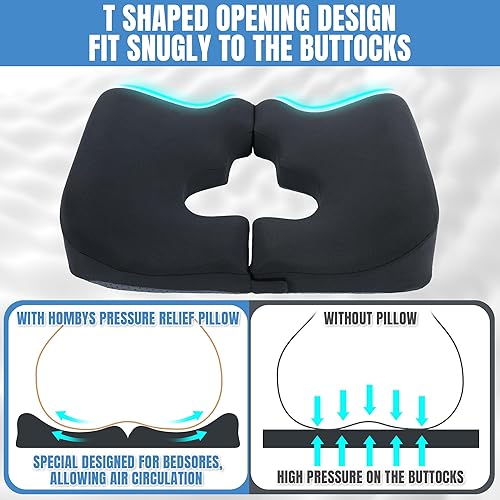 Miniatura 4 de HOMBYS Cojines de espuma viscoelástica para el trasero, almohada de alivio de presión de las úlceras por decúbito para dormir y sentarse, cojín para