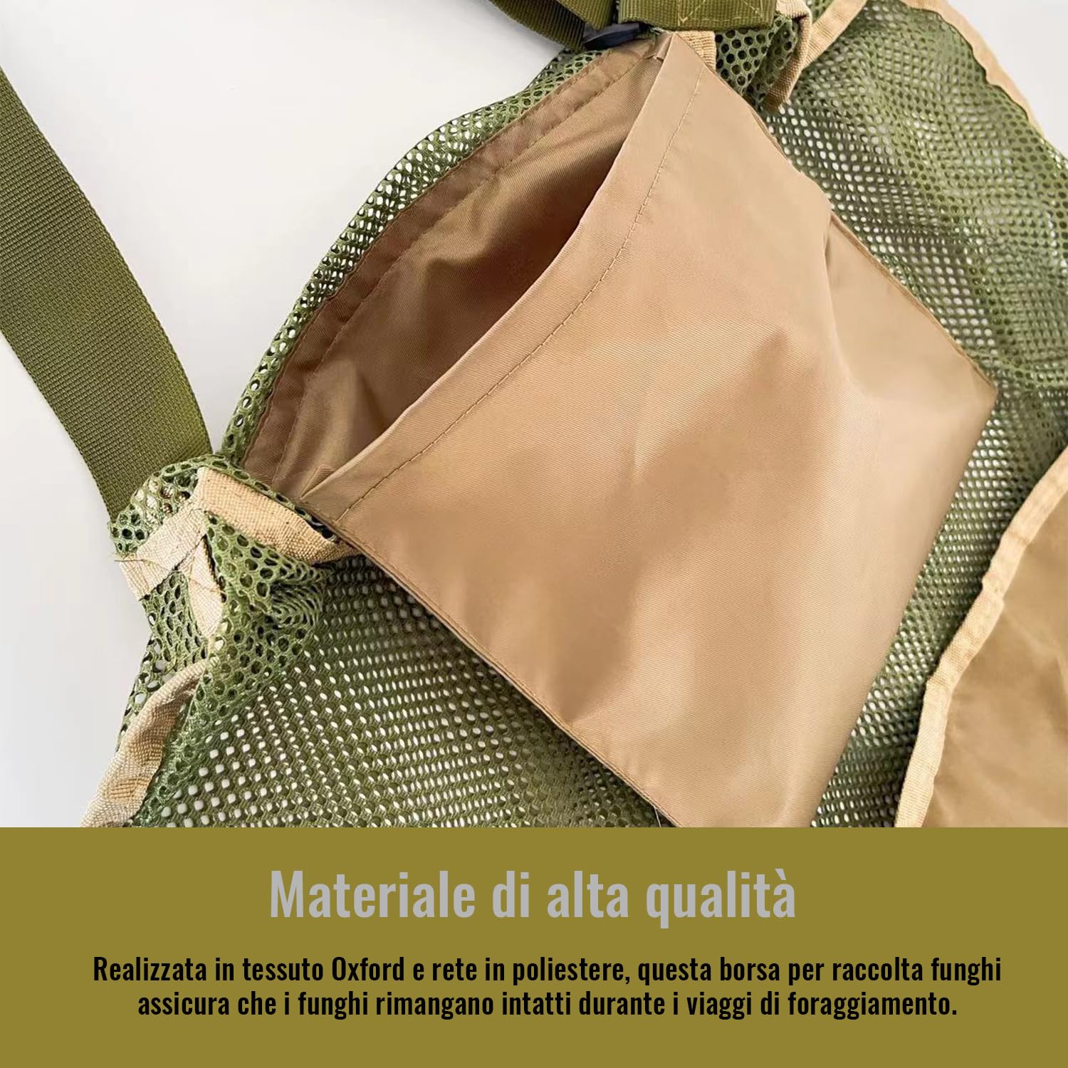 Borsa Funghi Rete, Borsa per La Caccia Ai Funghi, Accessori per Raccolta Funghi, Regolabile Traspirante Camping Outdoor Frutta e Verdura Raccolta Foraging Bag