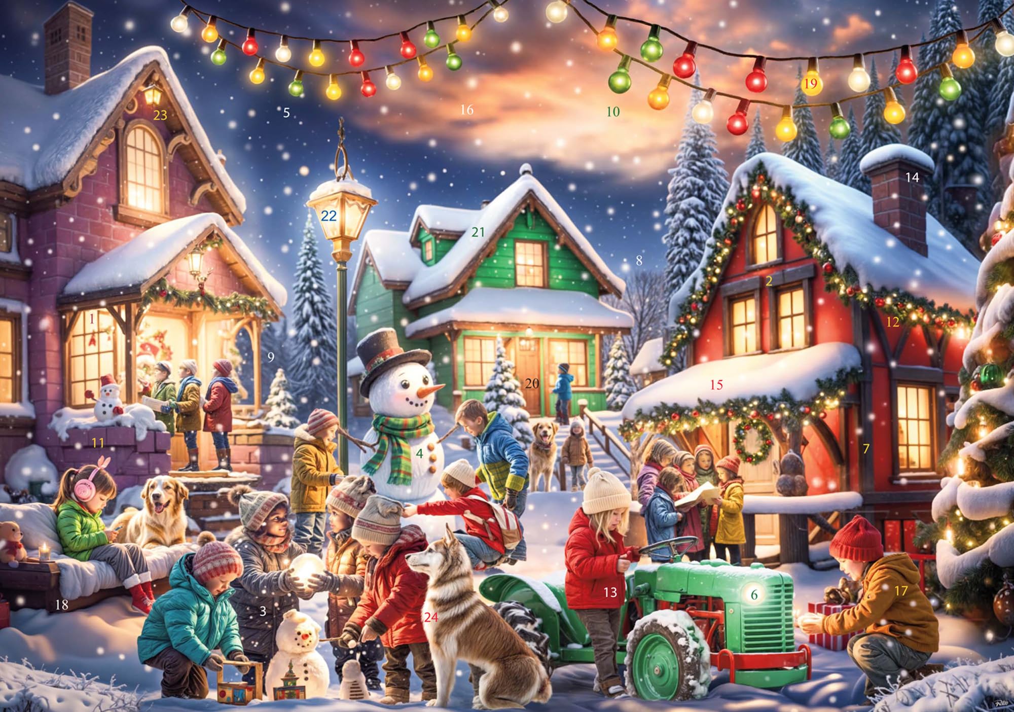Yuletide Village Advent Calendar (Christmas Countdown Calendar) with Twas the Night Before Christmas Poem by Vermont Christmas Company