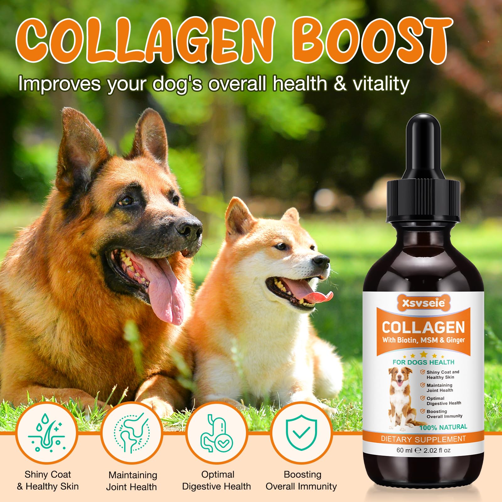 Feeliville Liquid Collagen for Dogs Dog Collagen Drops Joints Supplements for Dogs Supplement for Itch Relief for Dog,Helps Aid Hip & Joint Care - Image 3