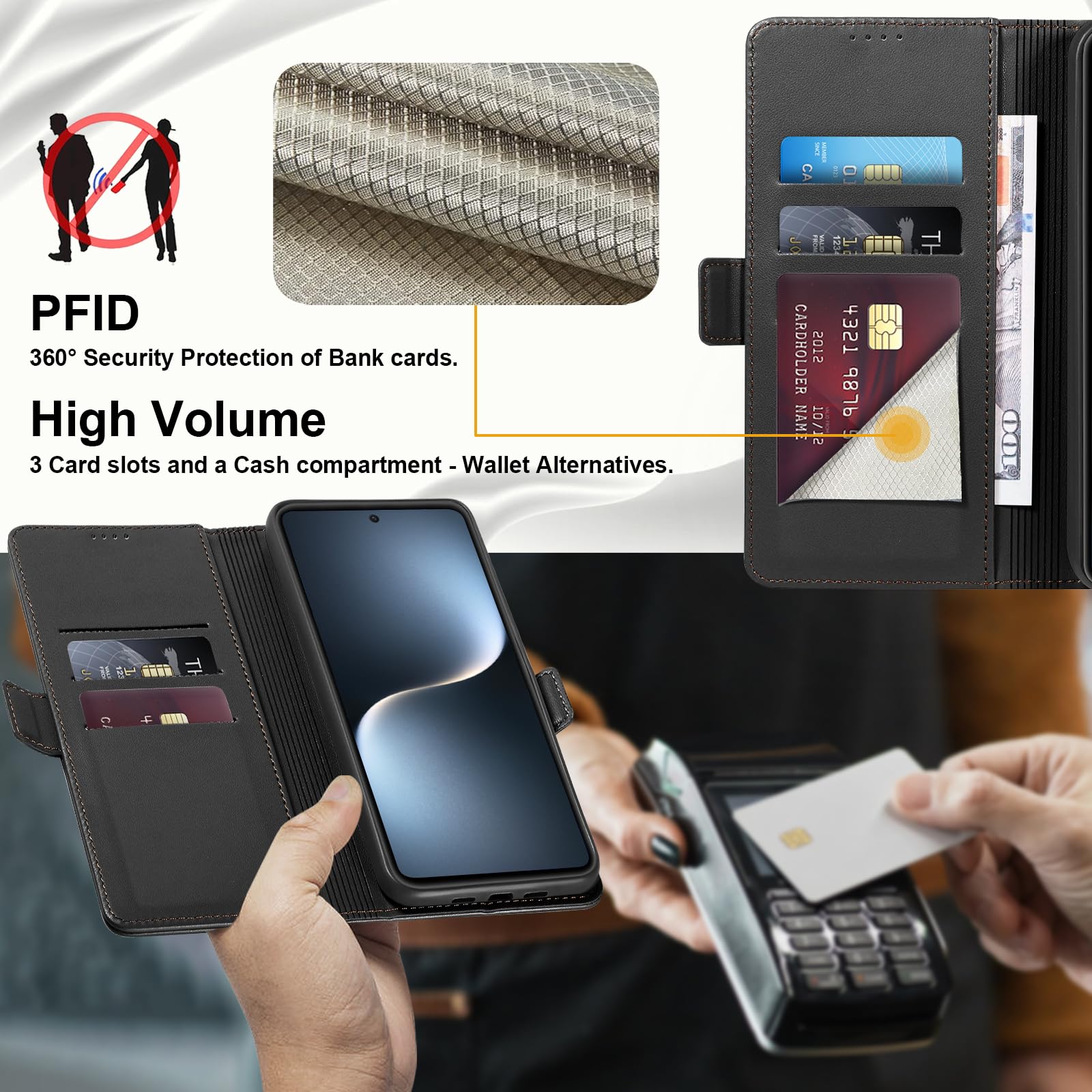 Pixfab Leather Wallet Flip Case For Honor Magic7 Lite 5G - RFID Block, Stand, Multiple Colors