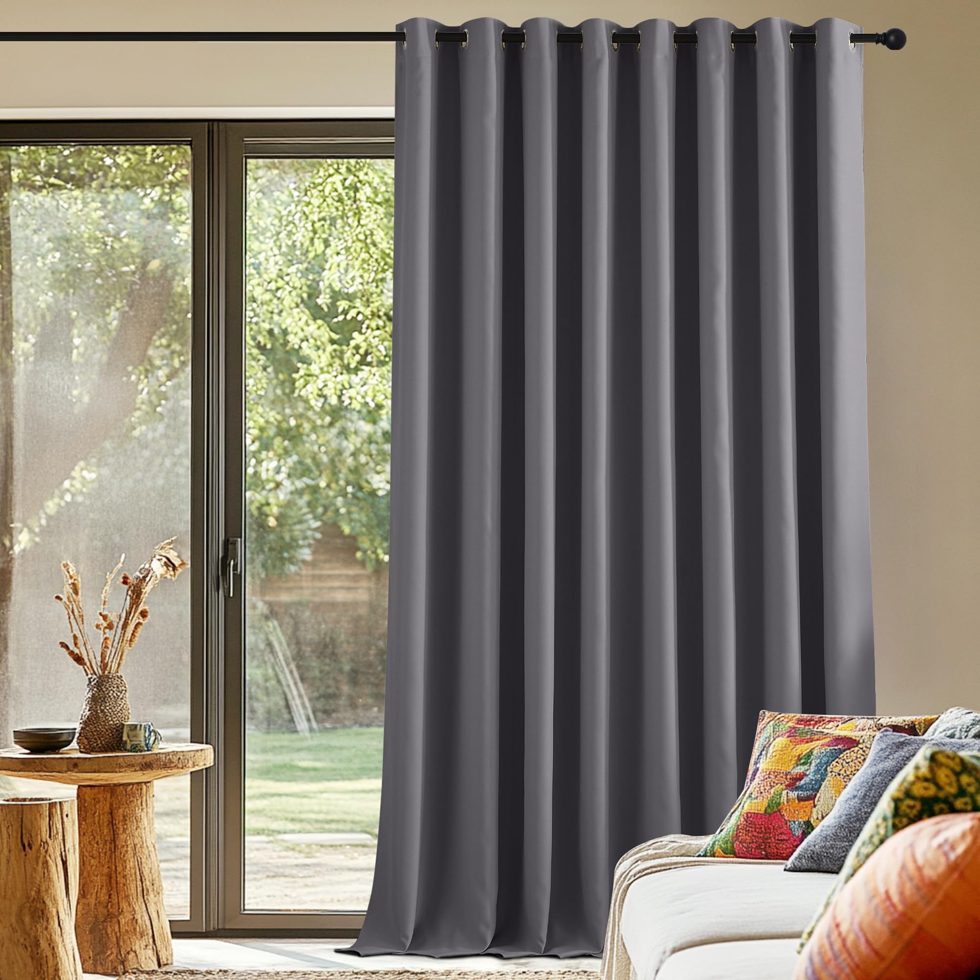 PONY DANCE Cortina Opaca para Salon Cortinas termicas Aislantes Frio y Calor para Puerta Interior de Dormitorio Matrimonio Cortinas de 3 Metros con Ojales 1 Pieza,300x260cm,Gris Global Recycled Standard OEKO-TEX STANDARD 100 Global Recycled Standard Global Recycled Standard