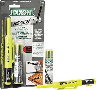 Industrial REACH- Deep Hole Mechanical Pencil with Lead Refills included, Yellow (14301)