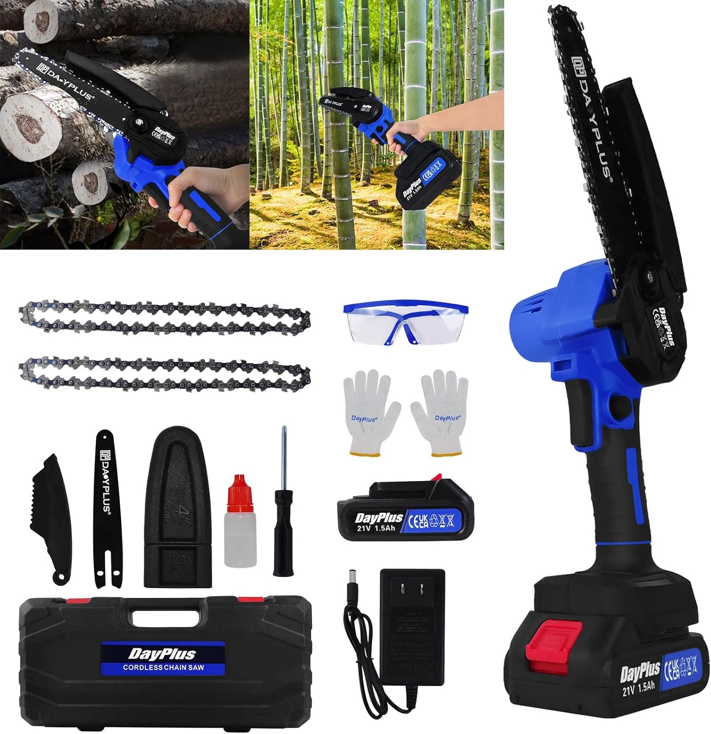 Cordless Mini Chainsaw 6Inch, Cordless Power Chain Saws with Brushless Motor