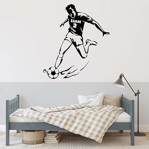 Calcomanía personalizada con pelota de pases de jugador de fútbol, decoración de fútbol fácil de aplicar para la habitación de los niños, calcomanía Calcomanía personalizada con pelota de pases de jugador de fútbol, decoración de fútbol fácil de aplicar para la habitación de los niños, calcomanía
