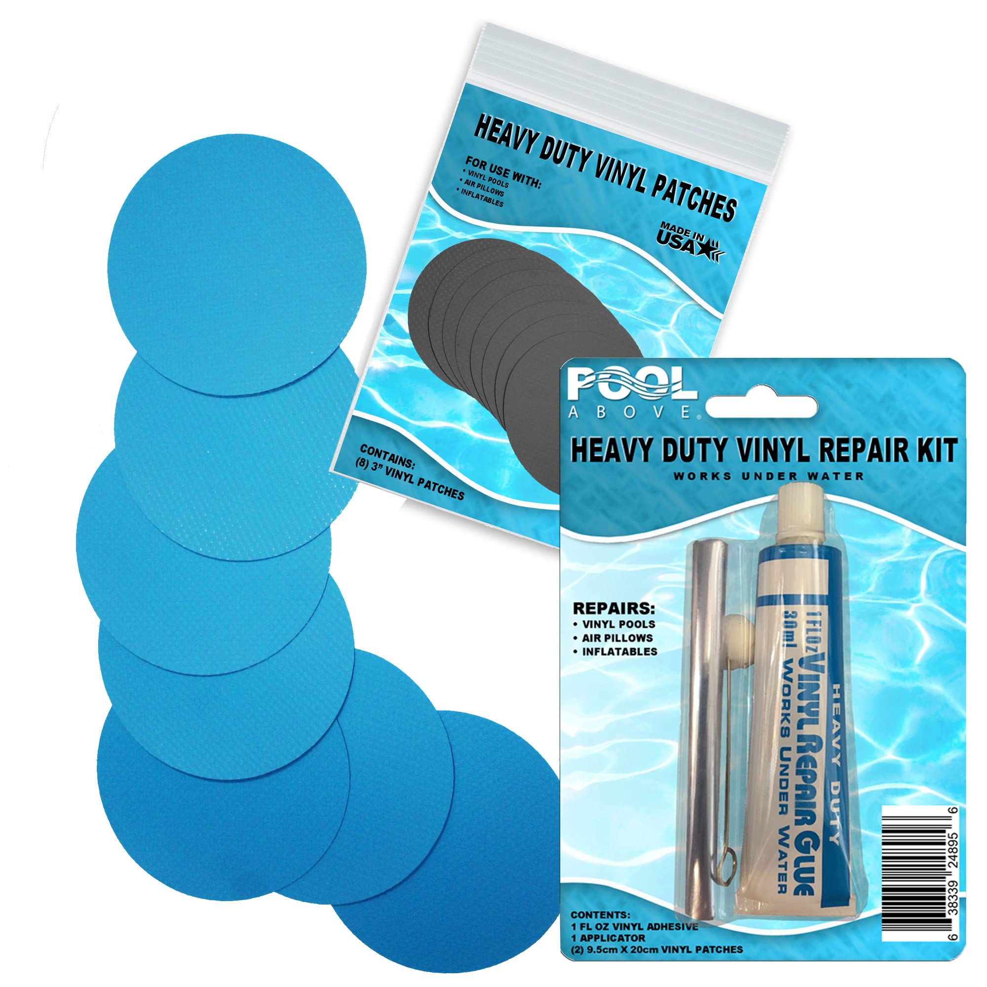 Pool Above Heavy Duty Vinyl Repair Kit | Vinyl glue | Bright Blue Vinyl Patches