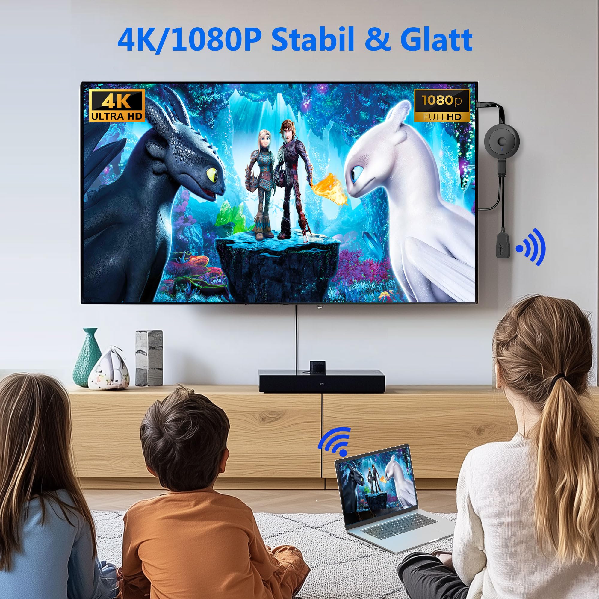 Adattatore HDMI Wireless,SOCLLLife Dongle HDMI Wireless,HD Miracast Dongle Adattatore, Stream Schermo & Video, Supporta Miracast/DLNA/Airplay per i*OS/Android/Windows/Mac i*OS/Monitor/Proiettore