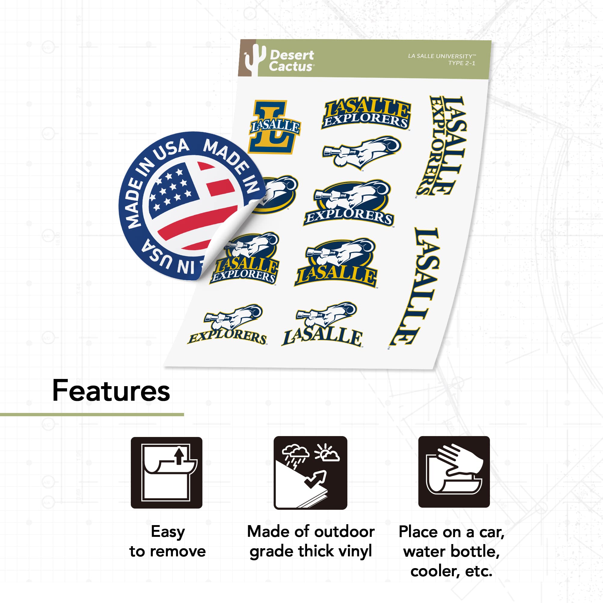 La Salle University NCAA Sticker Sheet - Officially Licensed Vinyl Decals For Laptop, Water Bottle, Car - View #6