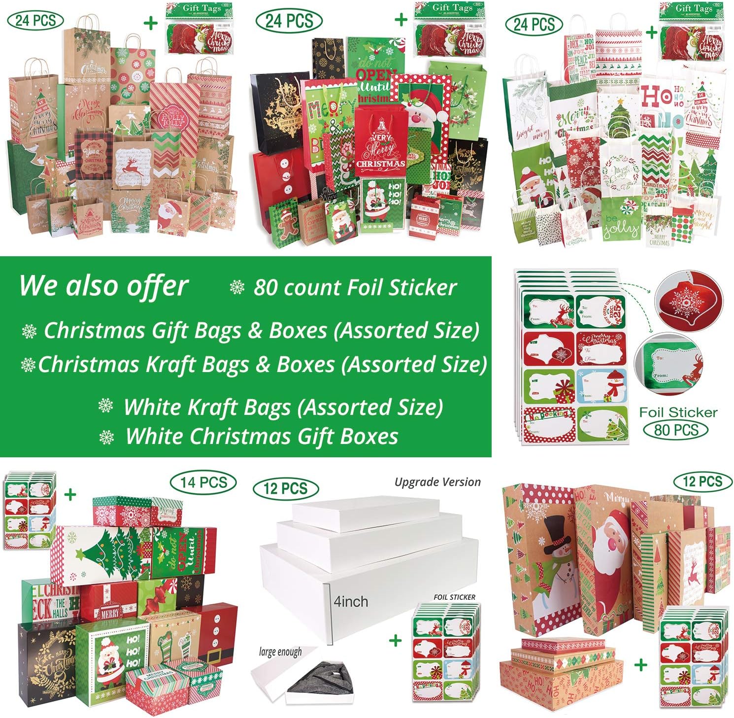 Up To 50% OFF 24 White Kraft Christmas Gift Bags Assorted Sizes with 60-Count Christmas Gift Tags(Bulk Set,6 XL,6 Large,6 Medium,6 Small) Get Discount 70% Price 24 White Kraft Christmas Gift Bags Assorted Sizes with 60-Count Christmas Gift Tags(Bulk Set,6 XL,6 Large,6 Medium,6 Small)