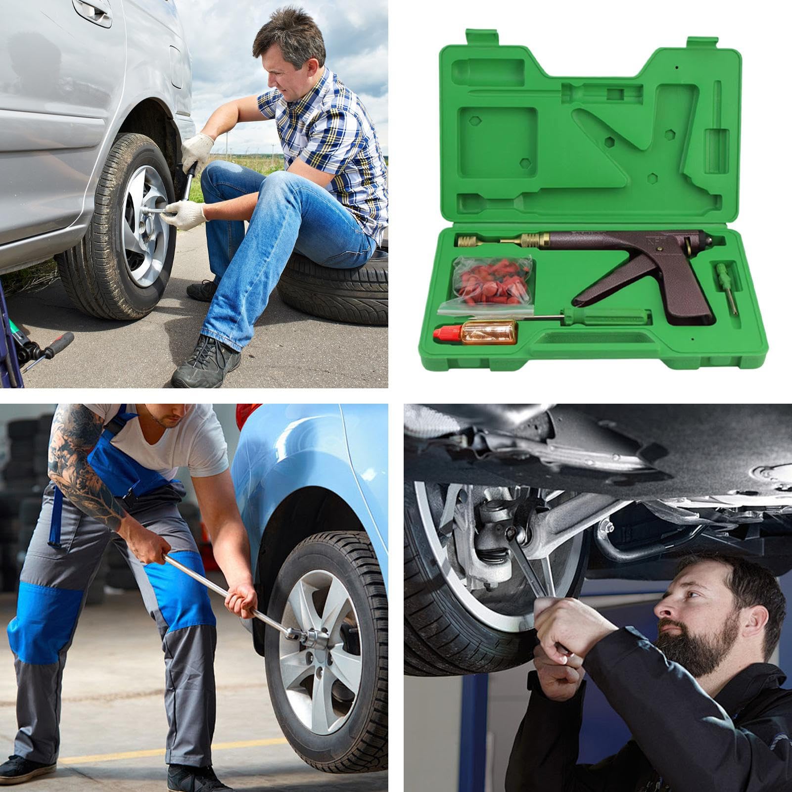 Reifenreparatur-Set – Motorradreifenreparatur-Set, Reifenreparatur für | Tragbarer Ventilkompressor des Staubsaugers ohne Schlauch