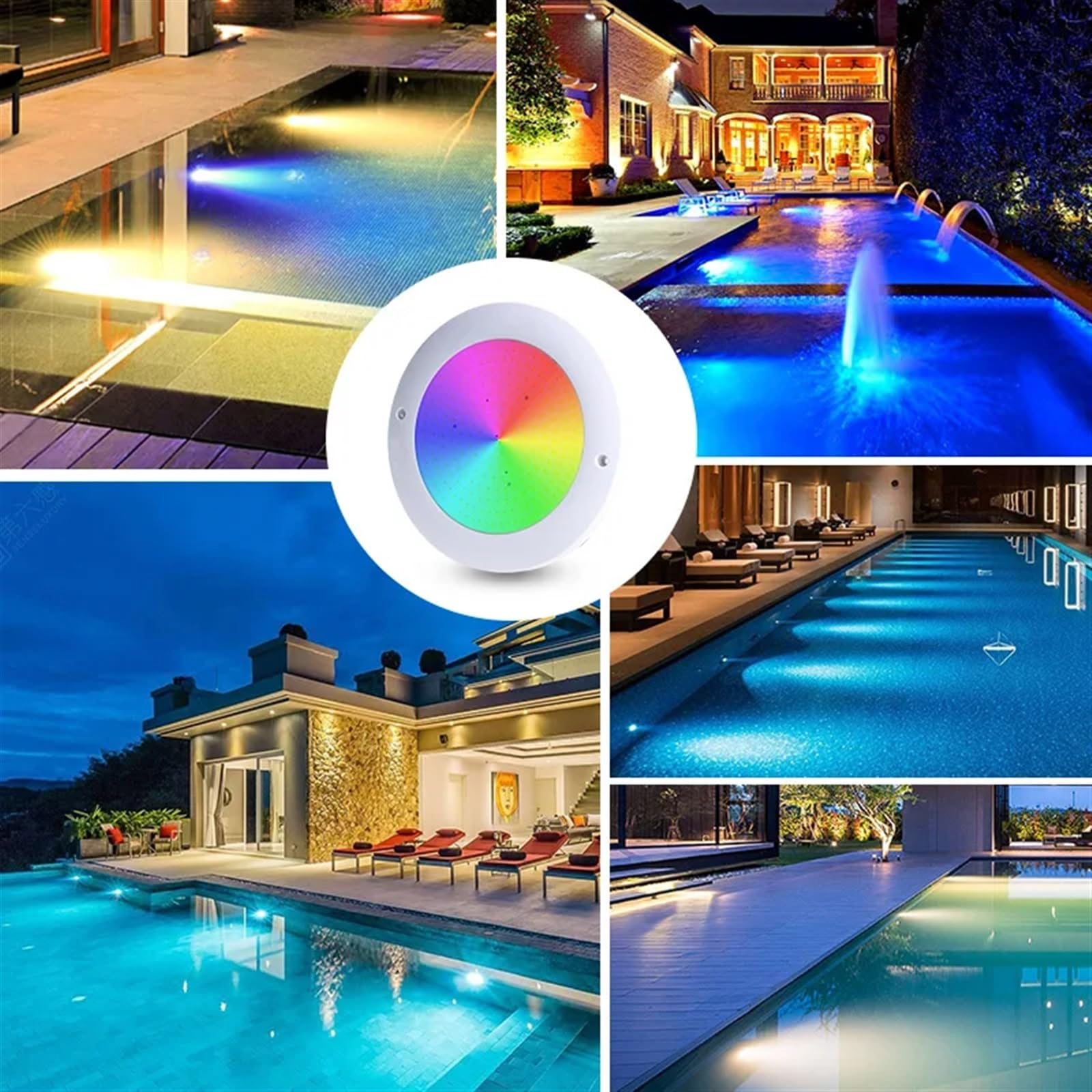 Światła Basenowe, Latarnia podwodna LED Wbudowana ABS Wodoodporna 6W Dc12V Światło basenowe Do Hotelu Oświetlenie basenu Ogrodowego akwarium Ciepłe(RGB-REMOTER CONTROL)