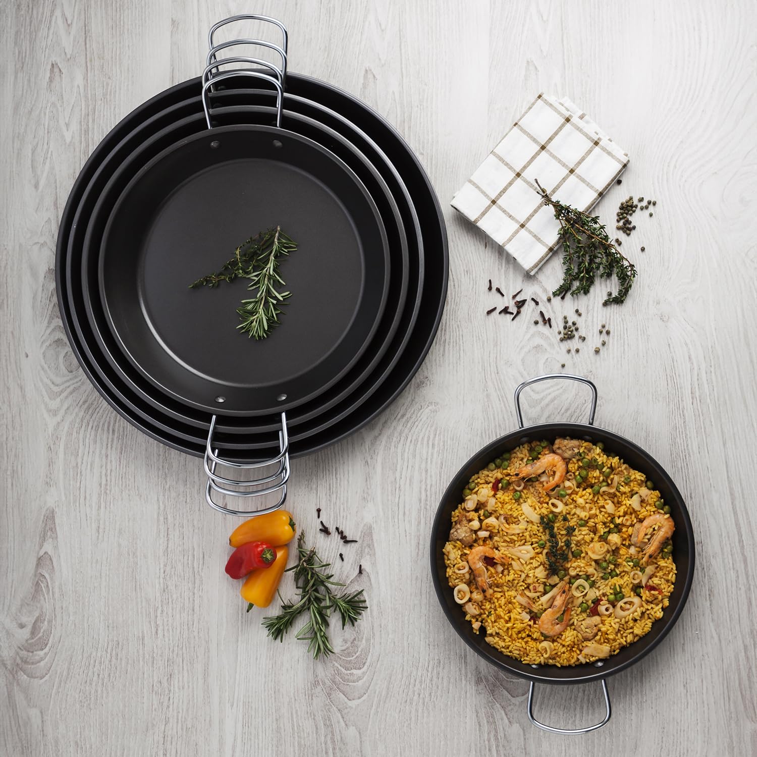 Quid Senia patelnia Paella, stal węglowa, piec i indukcja, 46 cm, czarna