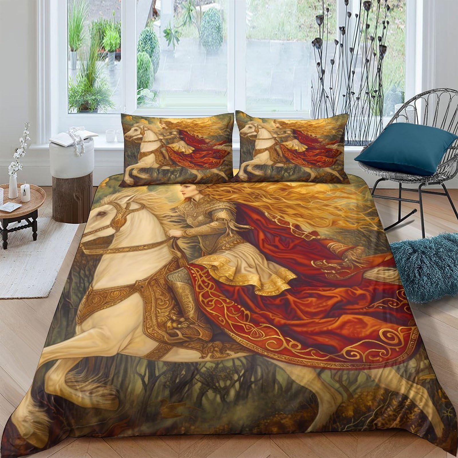 Ctjqhvkz Style-8 3D Printed Medieval Knight Fitted Sheet Microfiber Soft Breathable Tapestry Art Bed Cover For Bedroom Guest Room Decor Single（135X200cm）