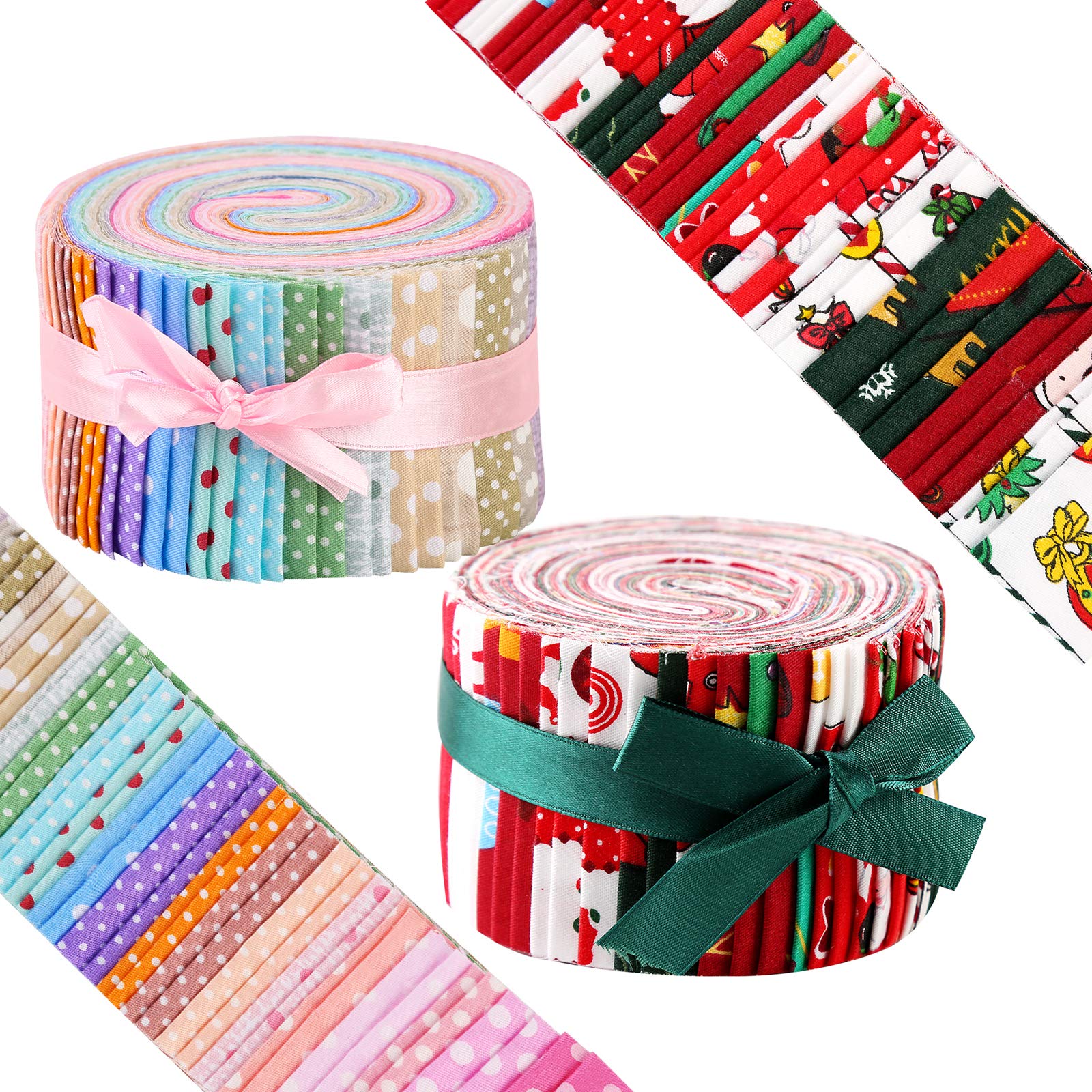 76 Patterns Jelly Roll Fabric, Roll Up Cotton Fabric Quilting Strips, Jelly Roll Fabric Strips for Quilting, Patchwork Craft Cotton Quilting Fabric, Fabric Jelly Rolls with Different Patterns