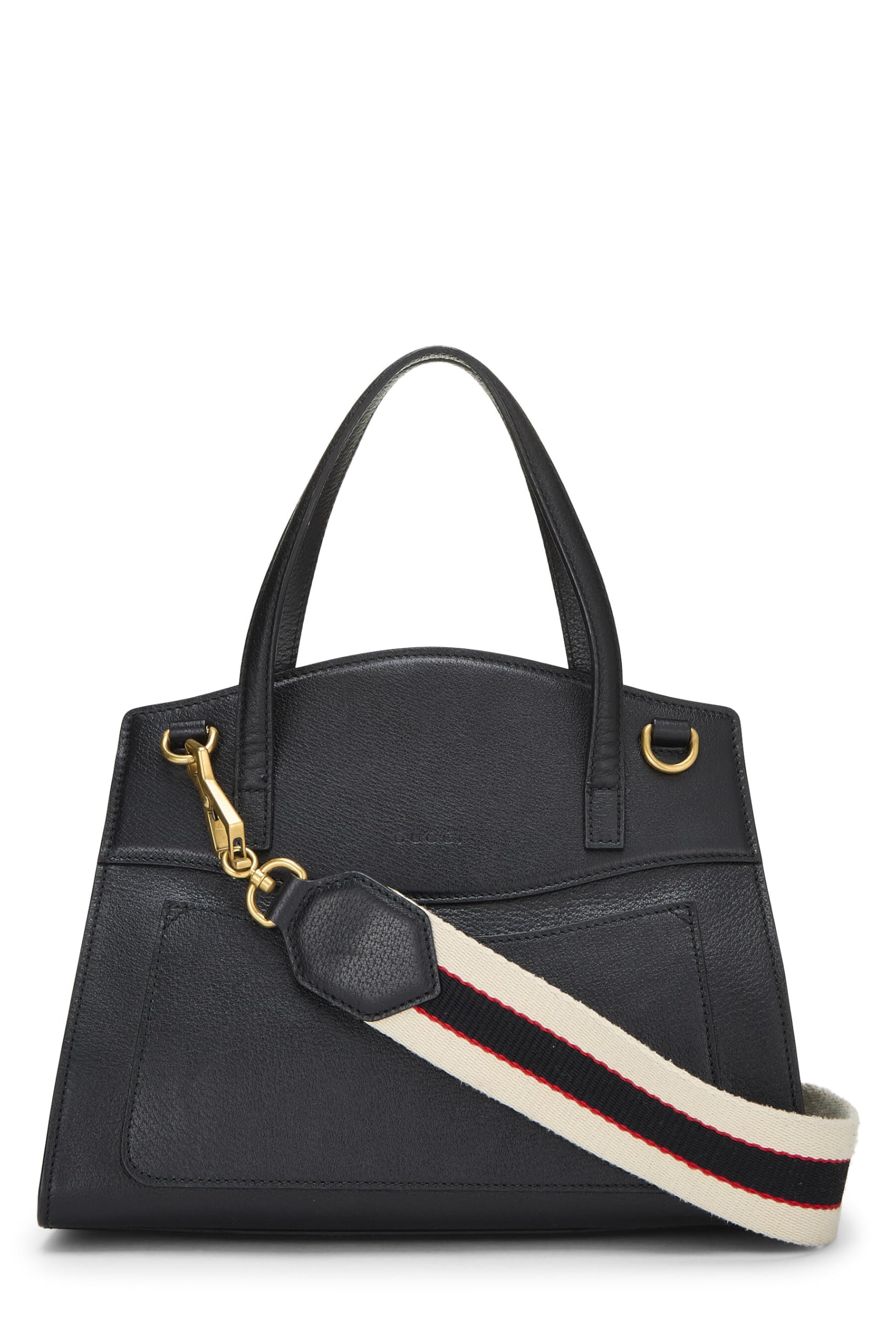 Gucci, Pre-loved Black Leather Butterfly Totem Handbag Medium, Black