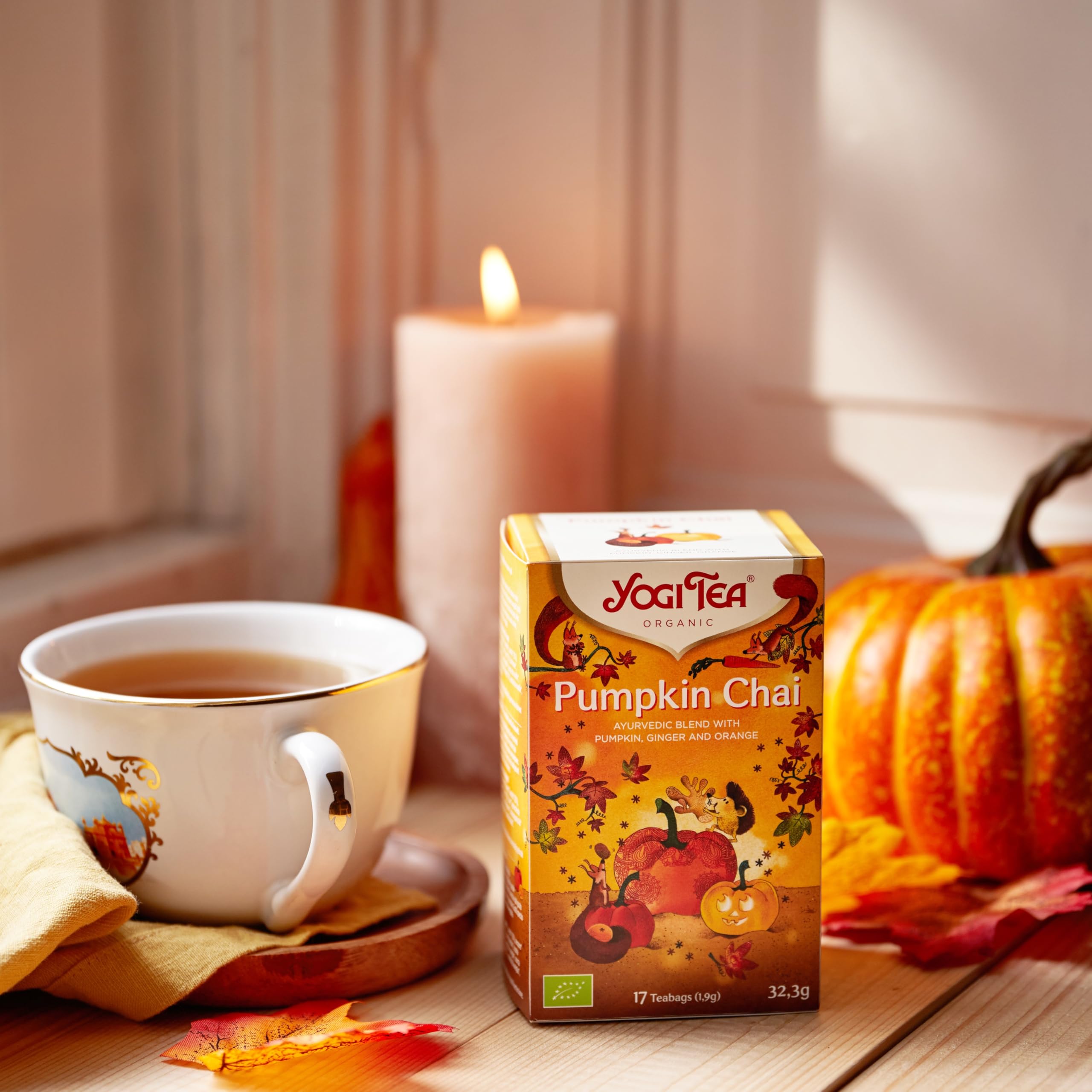 Yogi Tea Pumpkin Chai, 6x17 Beutel (102 Teebeutel) | Ayurvedischer Bio Gewürz- und Kräutertee, von Natur aus koffeinfrei, Mischung aus Kürbis, Ingwer und Orange