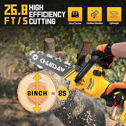 Miniatura 3 de Mini motosierra de 8 pulgadas para batería Dewalt 20V Max, motosierra de poda inalámbrica sin escobillas, mini motosierra alimentada por batería