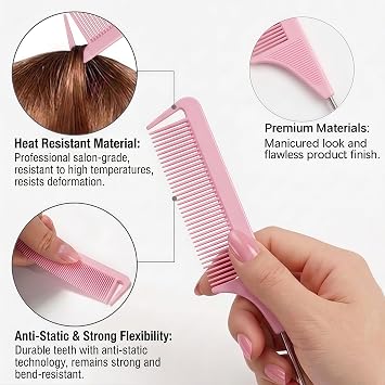 Schembo 8-Pack Rat Tail Combs Set with Stainless Steel Pin in box
