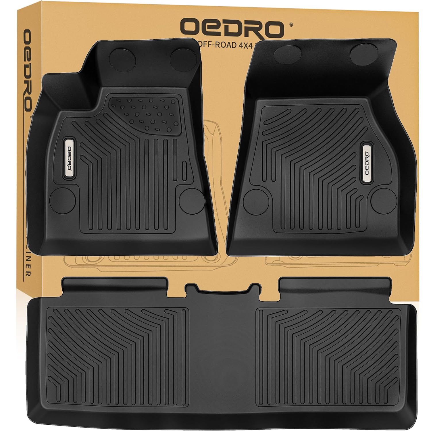 OEDRO Floor Mats Fit for 2015-2020 Tesla Model S Unique Black TPE All Weather Protection Car Mats Includes