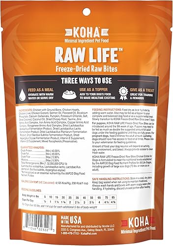 Miniatura 8 de KOHA Raw Life - Bocados crudos liofilizados para perros, comida alta en proteínas, cobertura y golosinas para comedores quisquillosos, bolsa de 14