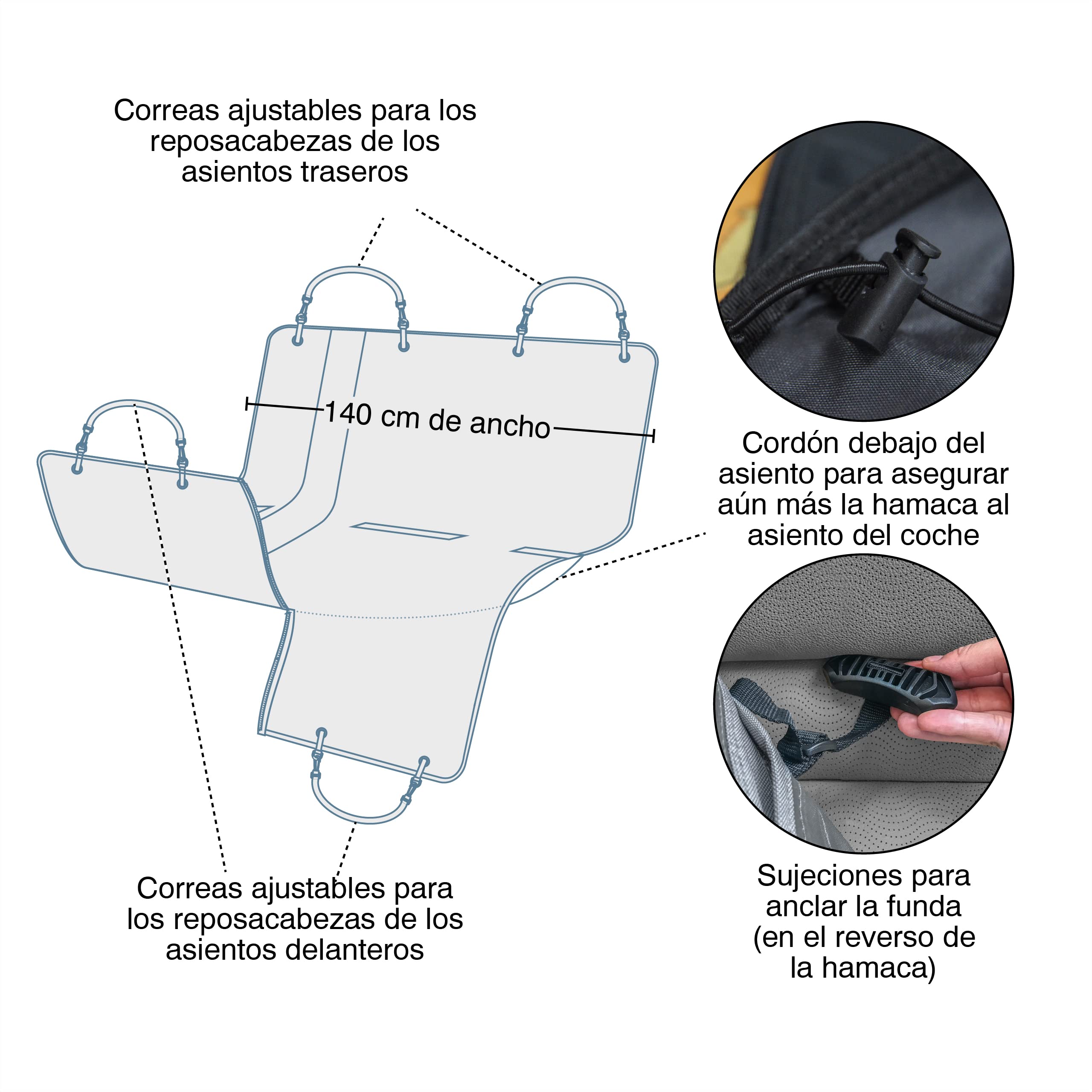 Kurgo Wander Cubre-Asiento Tipo Hamaca, Negro | Protección Impermeable para el Asiento Trasero
