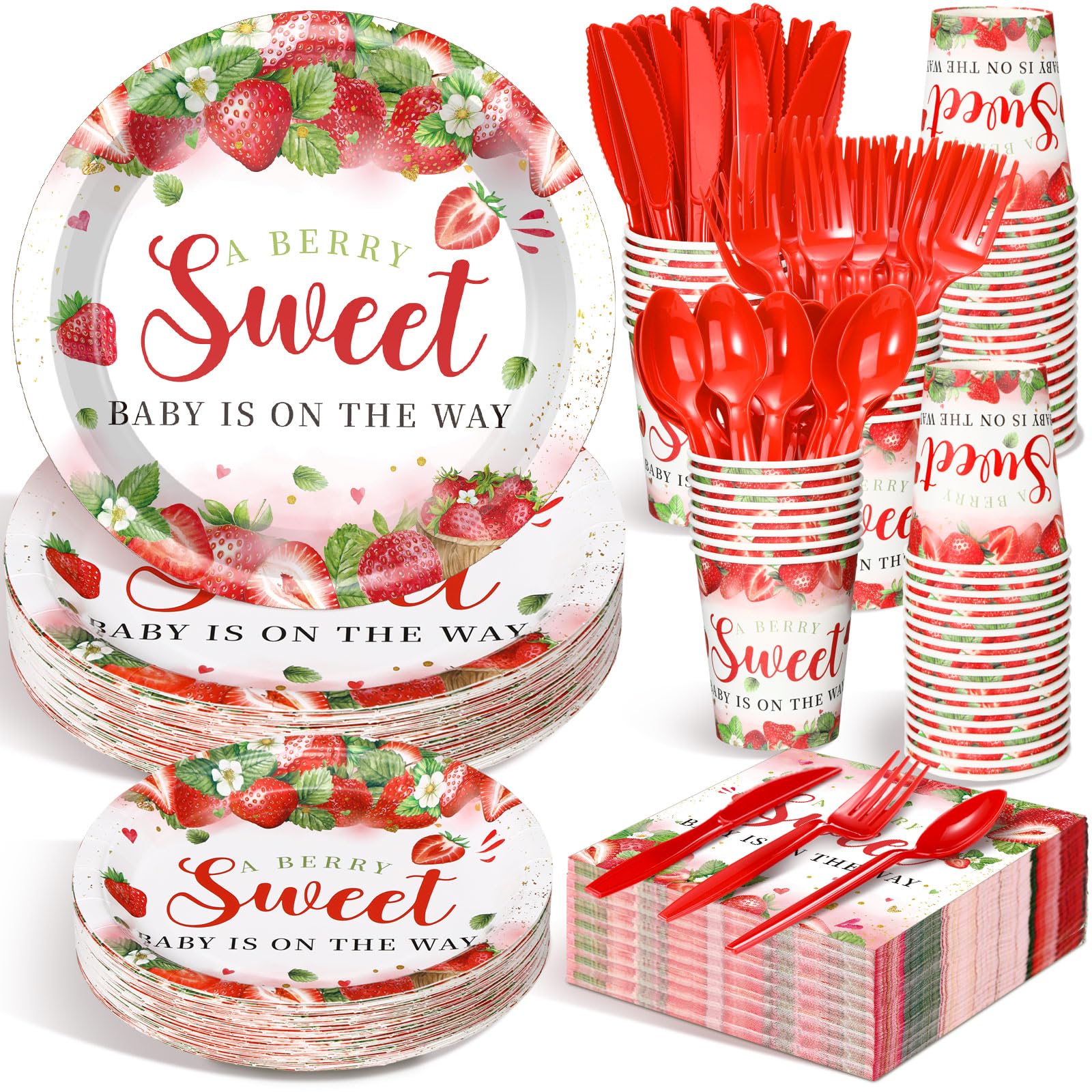 Dandat 350 Pcs Baby Shower Plates Set Baby Shower Party Supplies Serves 50 Tableware Sets Include Plates Napkin Cup Forks Knives Spoons Disposable