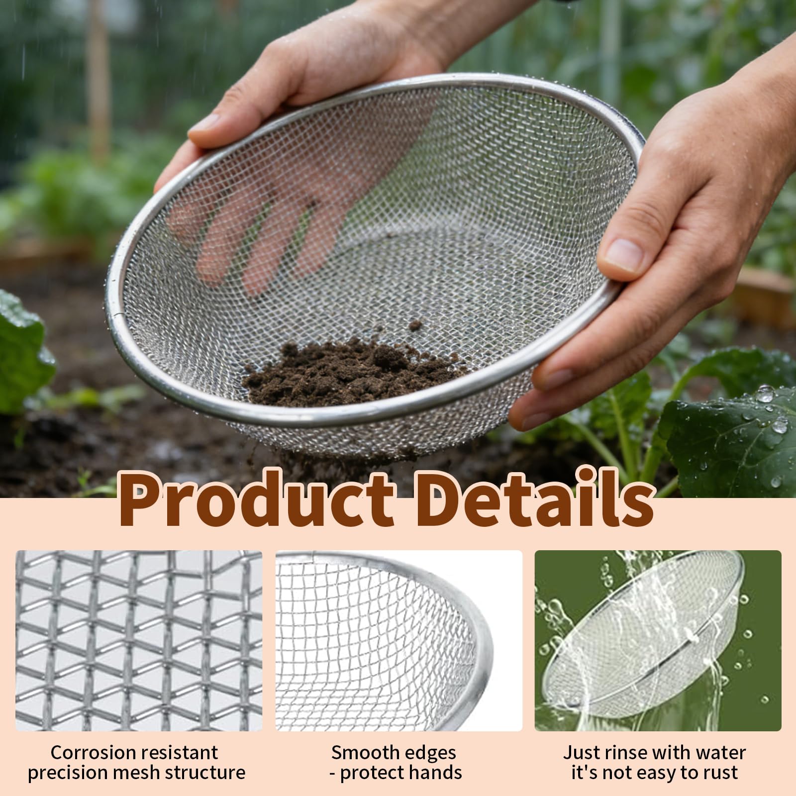 Tamis de Sol: 2 Pièces 3mm, 6mm Tamis Jardin Rond, Kompostsieb pour Tamiser la Terre, Le Compost et Les Semences