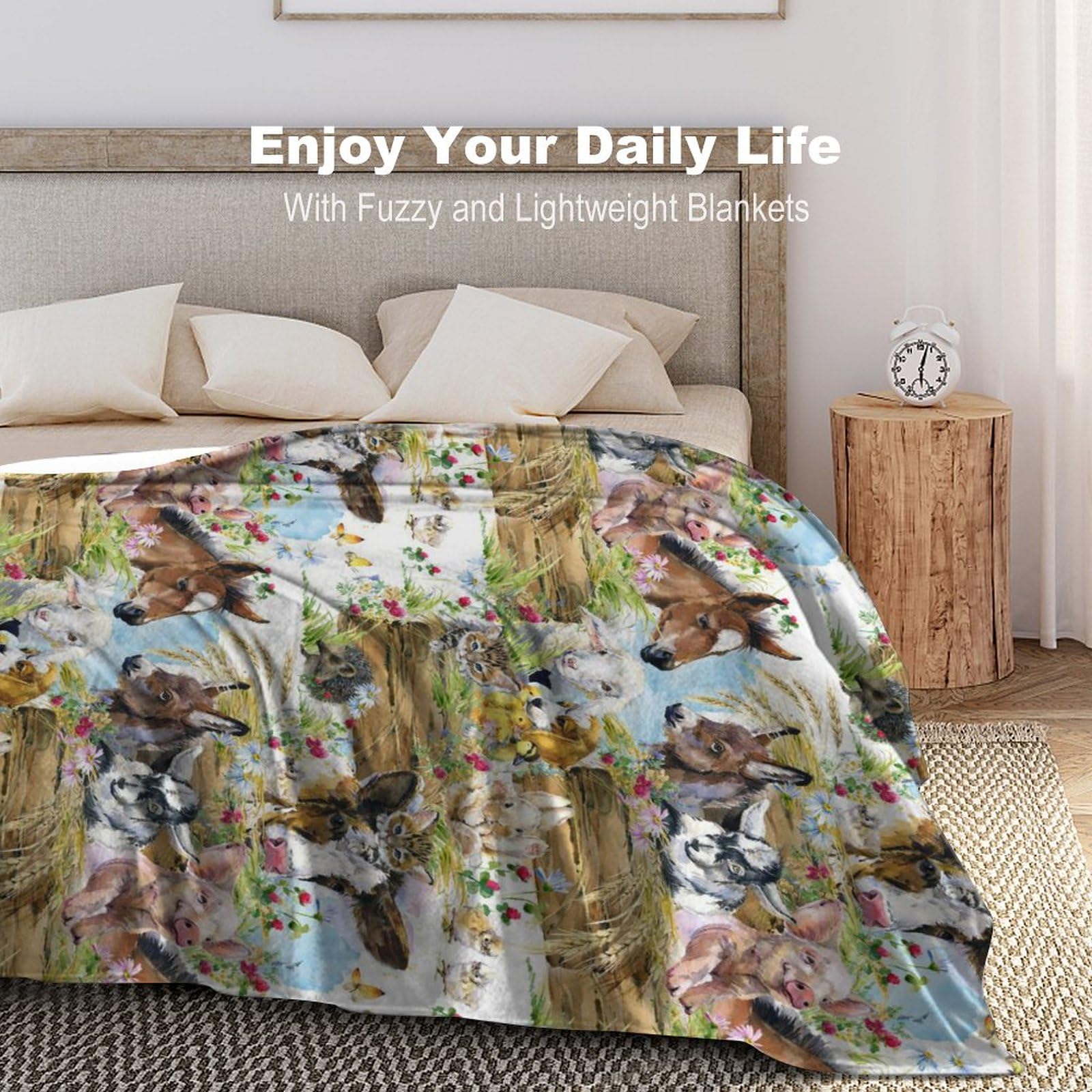 Simpatici animali domestici pollo cane anatra asino gattino gatto maiale floreale morbida flanella coperta da viaggio, soggiorno casa divano decorazione coperta, dormitorio ufficio pisolino coperta