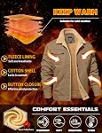 MAGNIVIT Men's Cotton Cargo Jacket Winter Sherpa Fleece Lined Work Jacket Coats with 5 Pockets