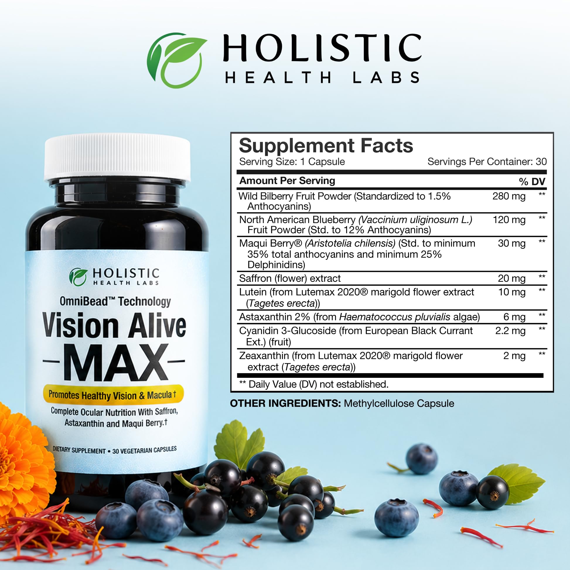 Holistic Health Labs Vision Alive Max Eye Supplement Lutein & Zeaxanthin (Lutemax® 2020) Eye Vitamins for Adults 50+ – Vision & Macular Support with Bilberry, Saffron & Astaxanthin — Amazon image 8