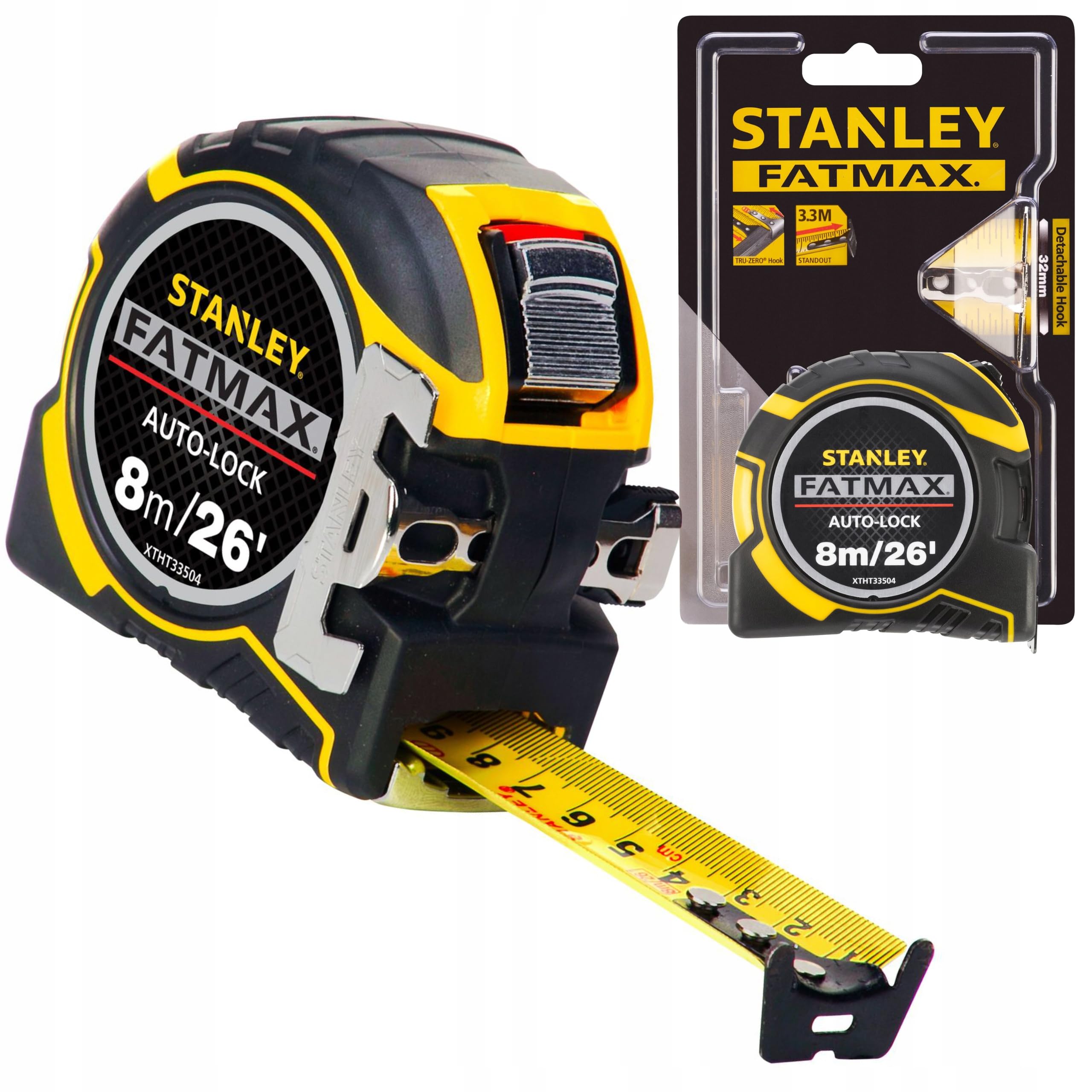 STANLEYZSTA-0-33-504 STA033504 FatMax Autolock Pocket Tape 8m/26ft (Width 32mm) Pro 8 m/26 ft, Multi-Colour