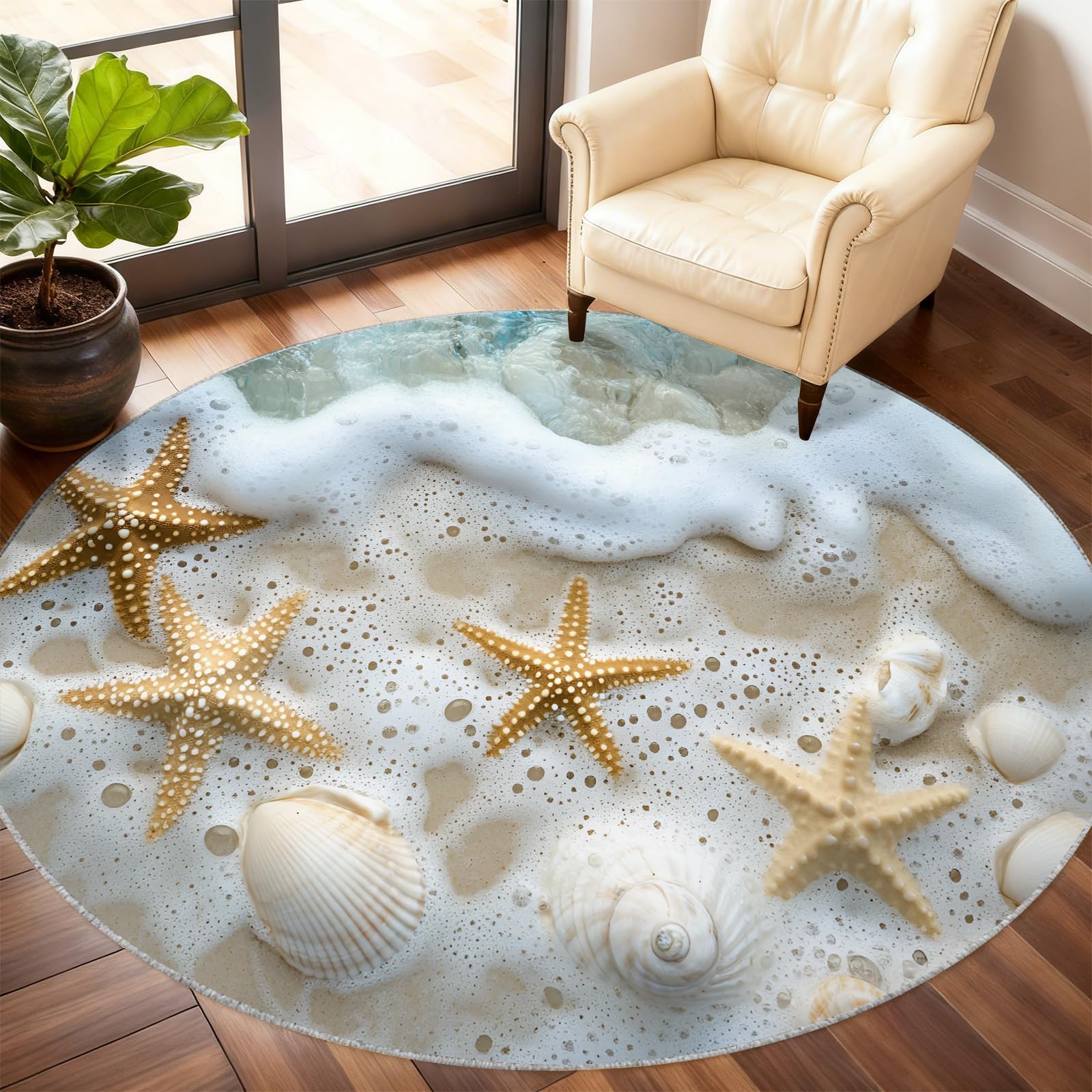 Tapis rond lavable grand diamètre 210 cm pour protéger le sol de la cuisine des taches