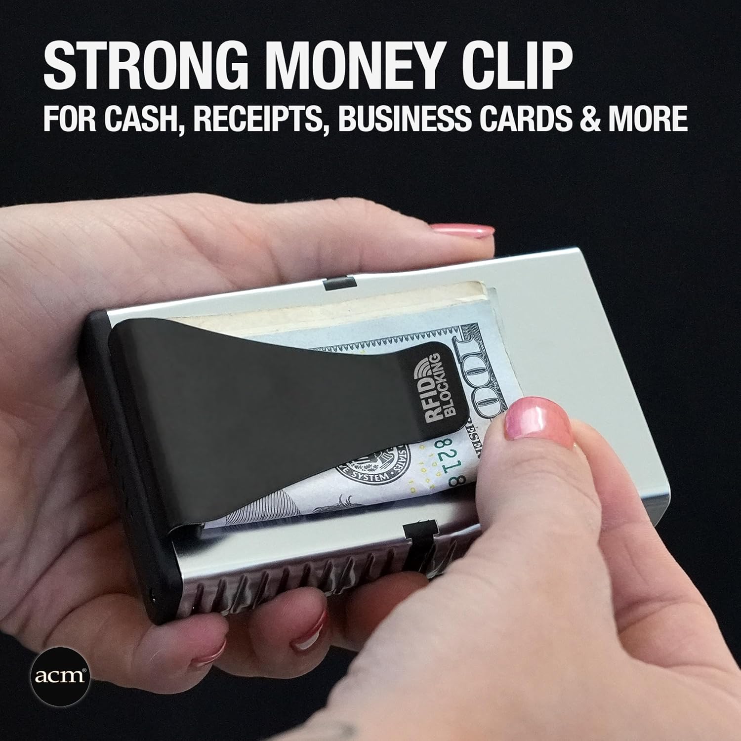 ACM 2.0 Wallet with Cash Clip, Individual Card Selection, Scratch and Damage Free Card Protection, RFID Blocking Wallet for Men and Women (Chrome Silver)